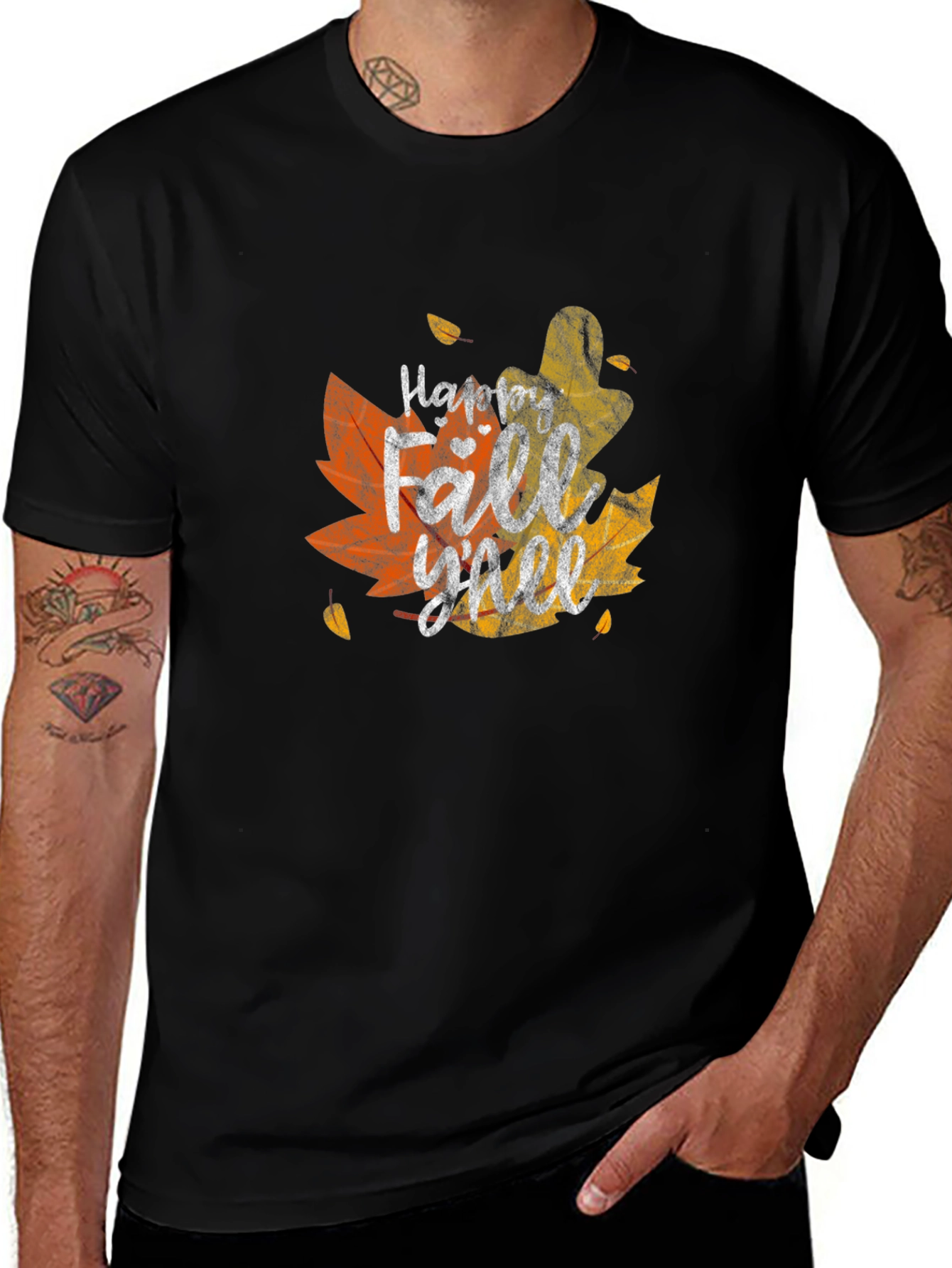 Variant 23 of Happy Fall Y'all Black T-Shirt