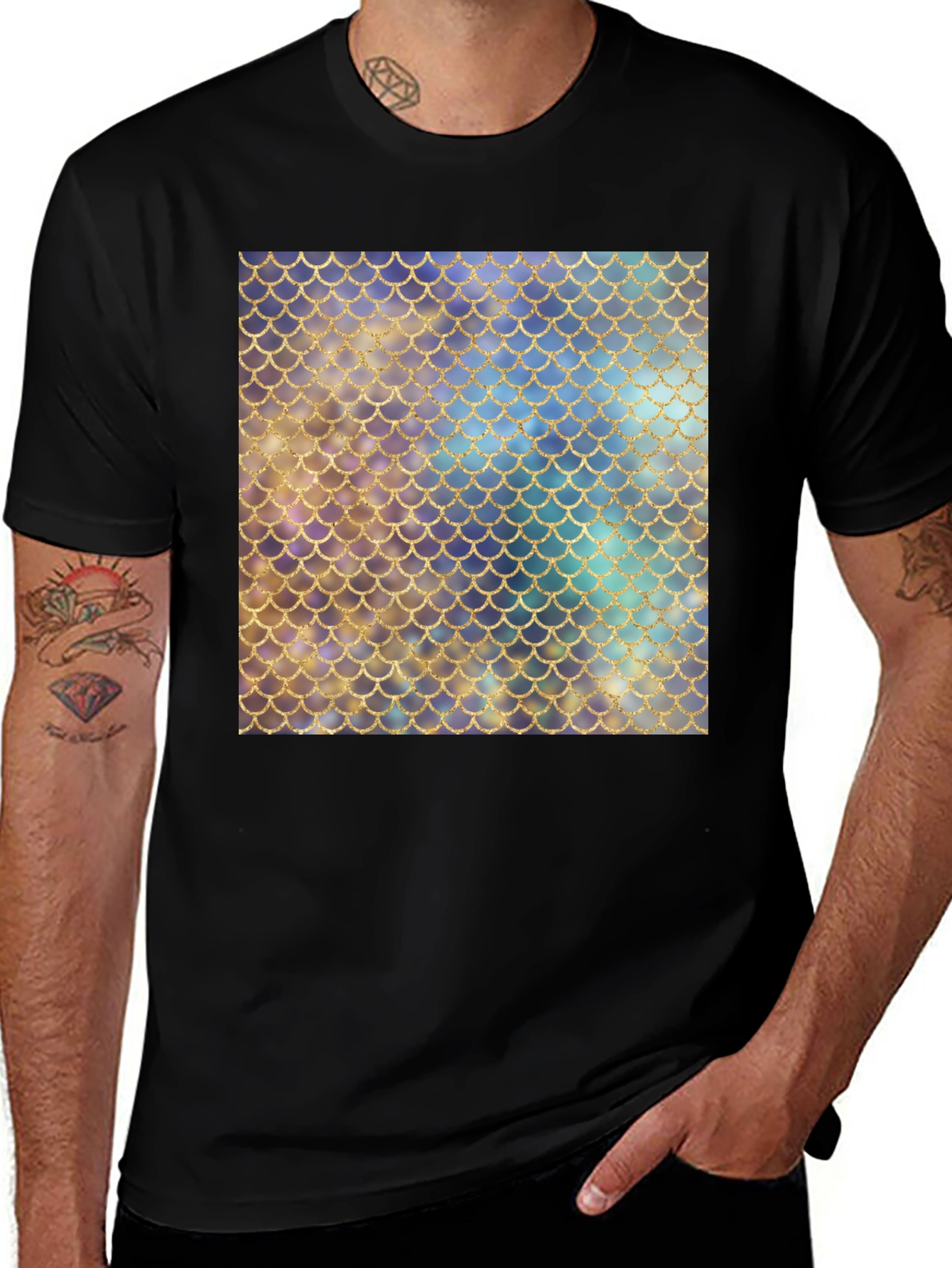 Variant 13 of Mermaid Scale Pattern T-Shirt