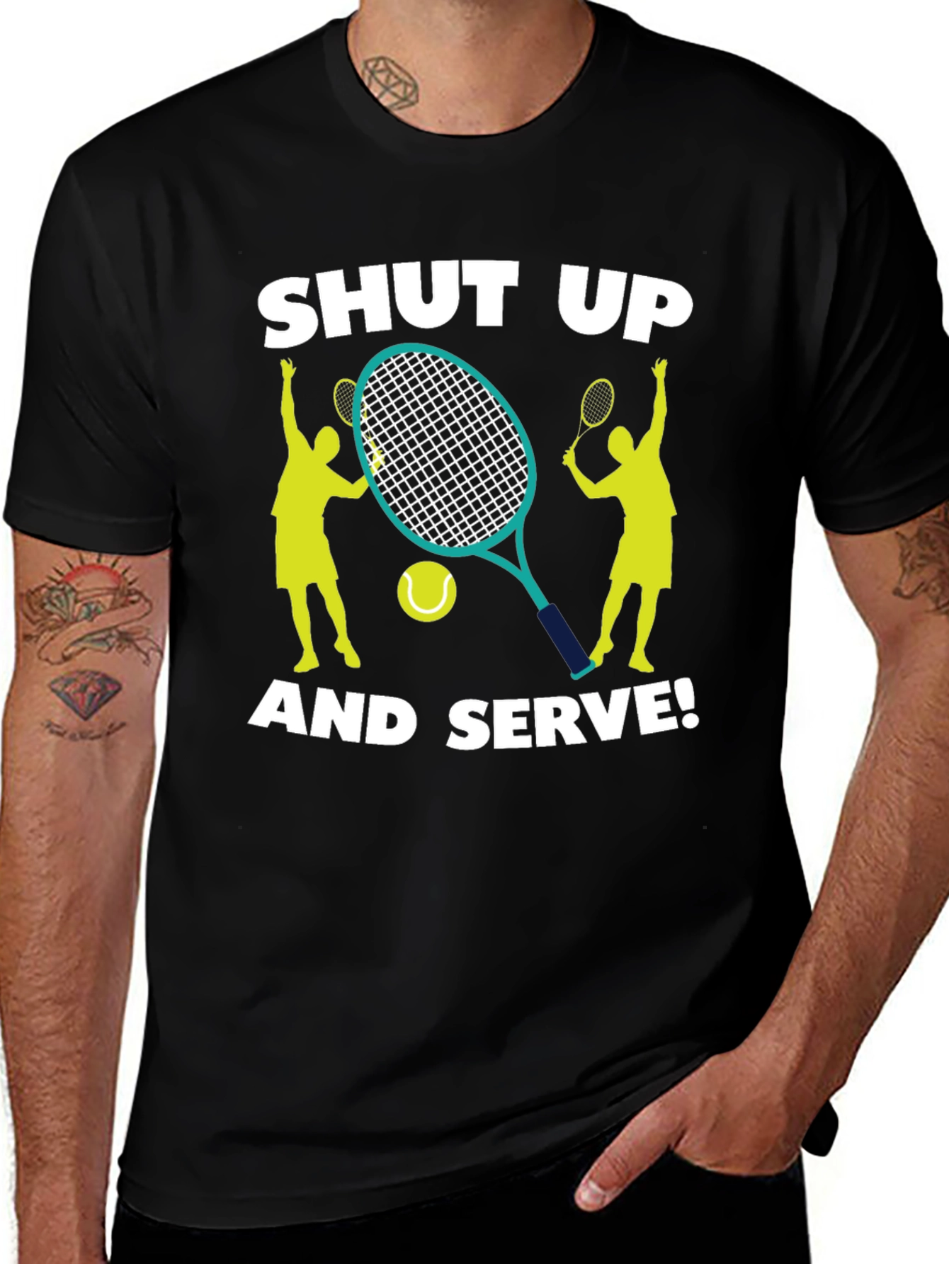 Variant 19 of Shut Up and Serve! Graphic Tennis T-Shirt