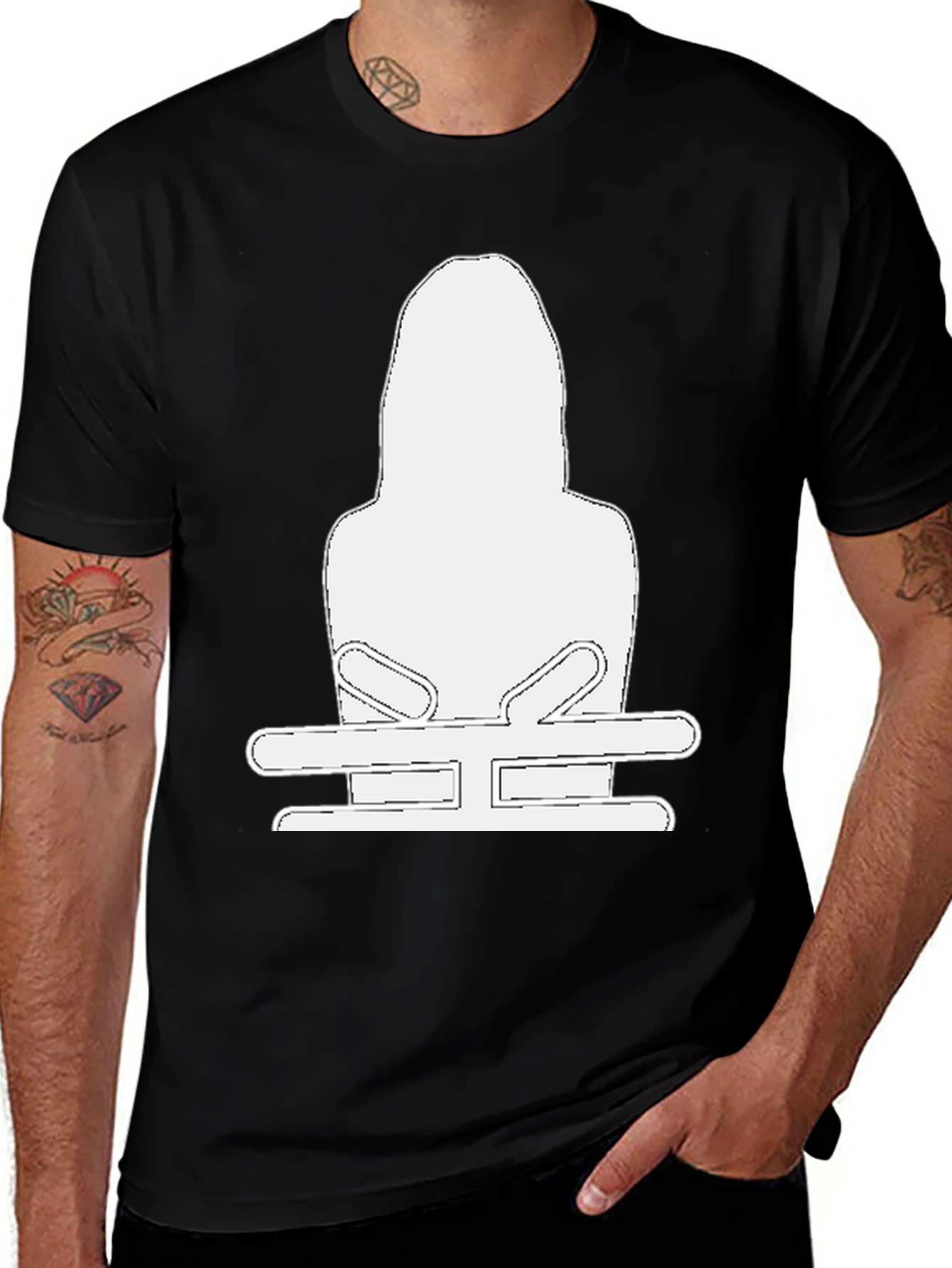 Black Black T-Shirt with White Graphic main image