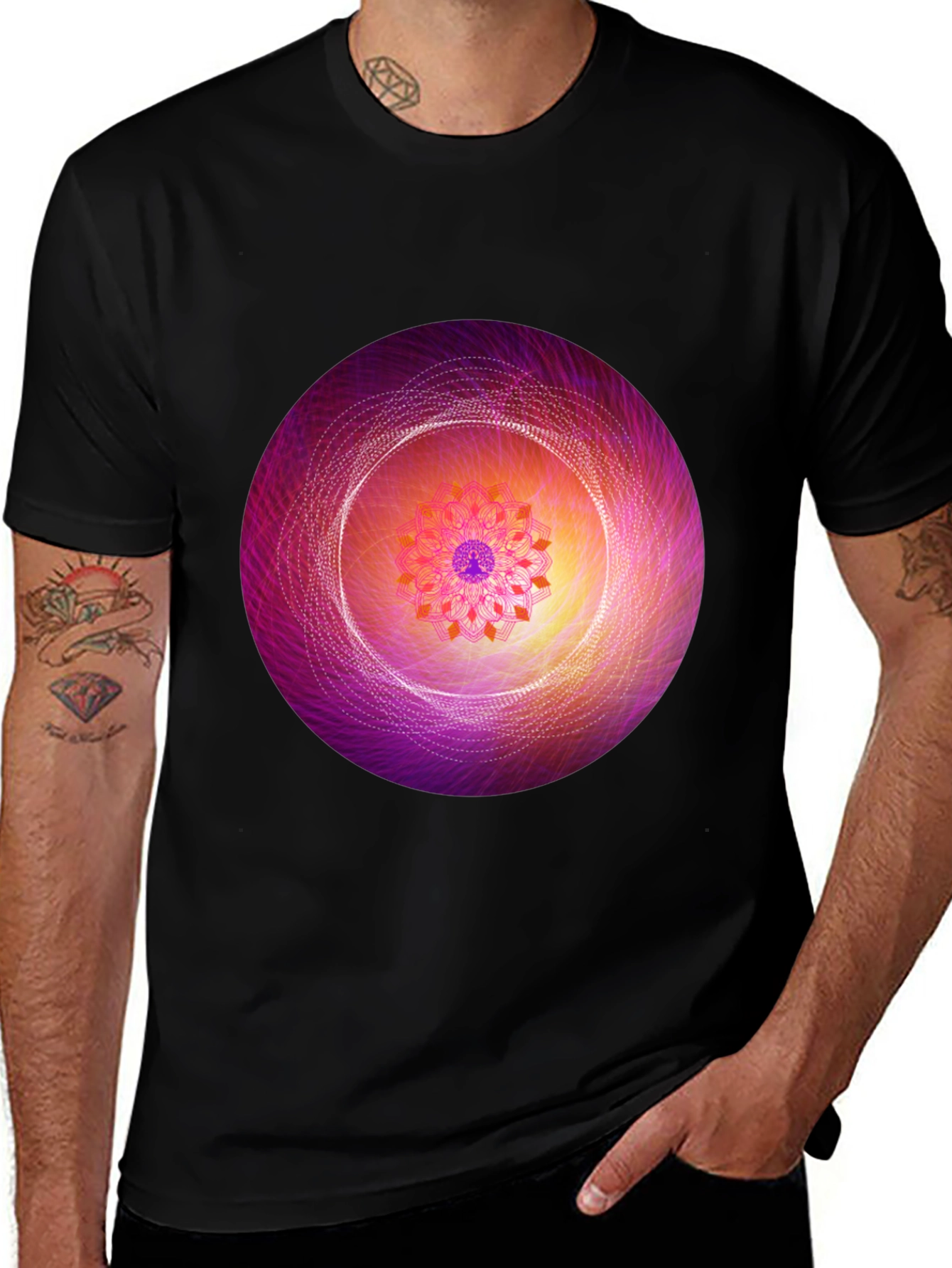 Variant 29 of Mandala Meditation Graphic Tee - Black