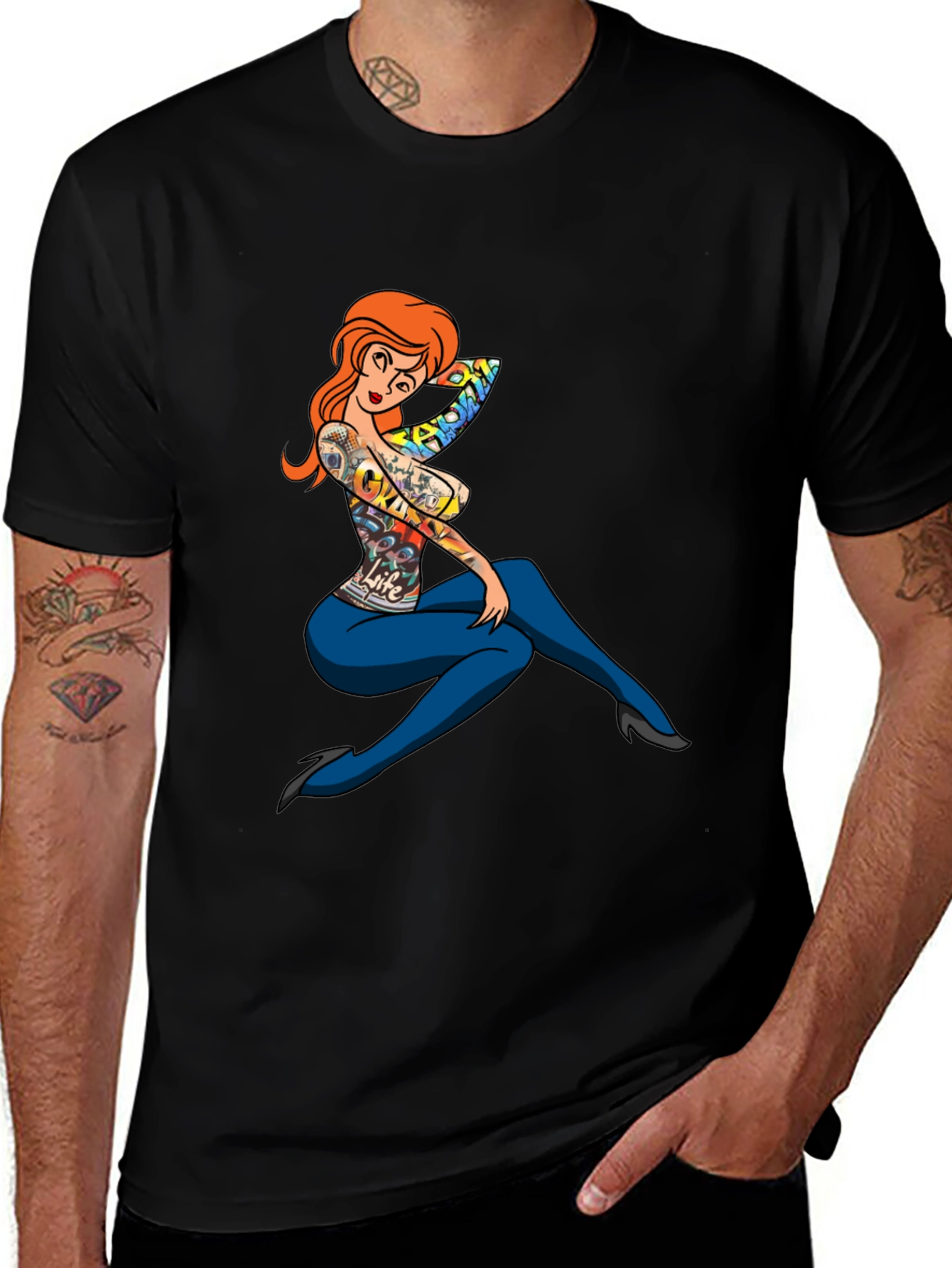 Variant 25 of Tattooed Cartoon Girl T-Shirt