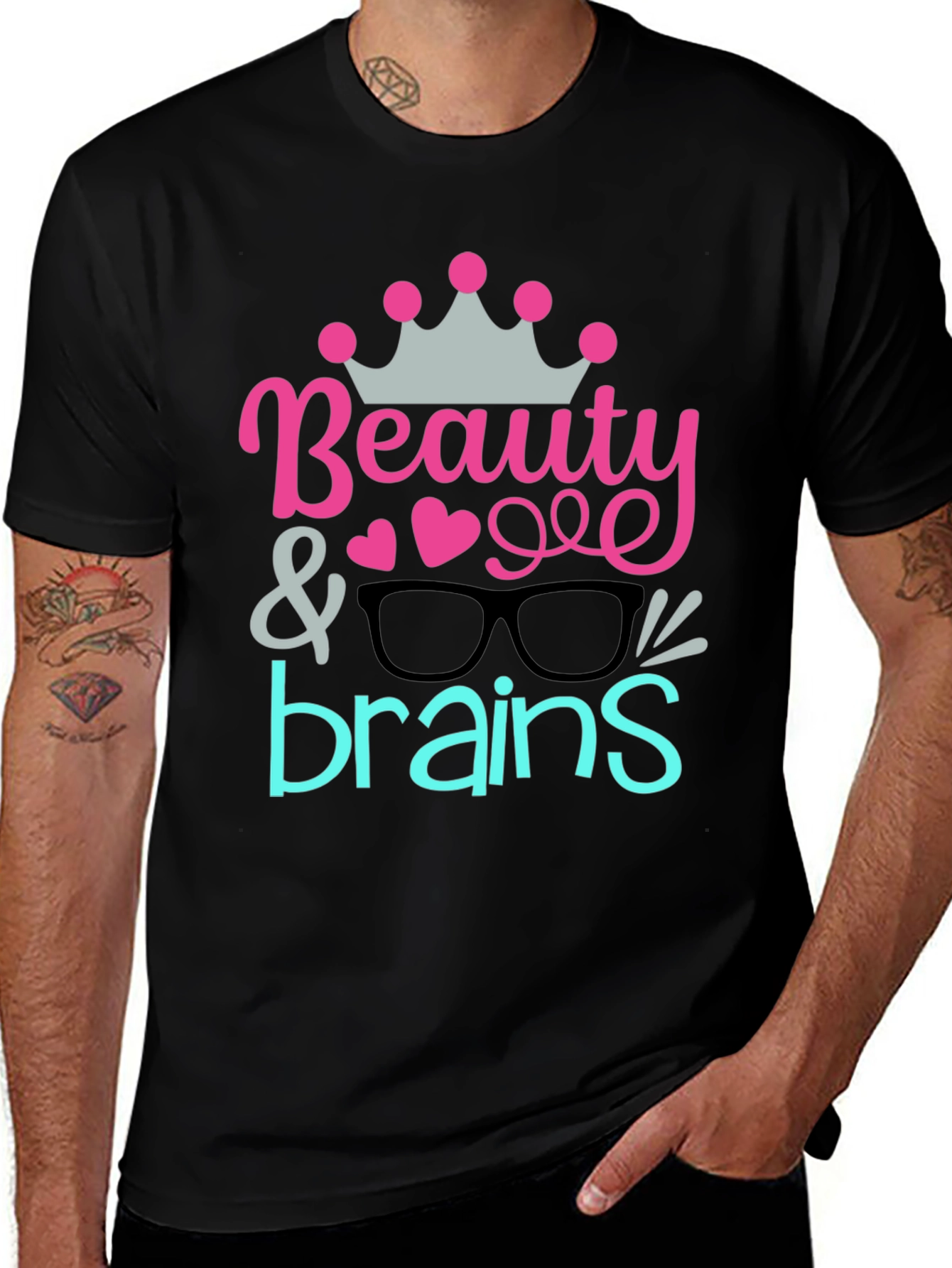 Beauty & Brains Graphic Tee - Black