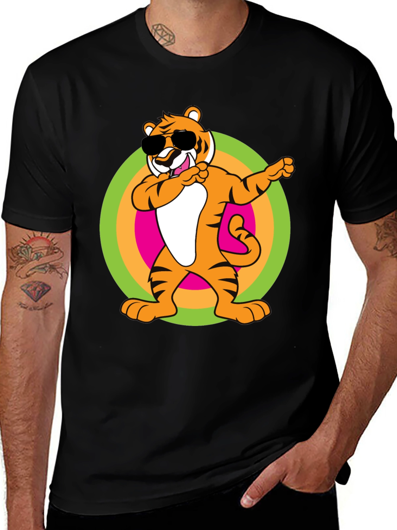 Variant 26 of Dabbing Tiger Graphic Black T-Shirt