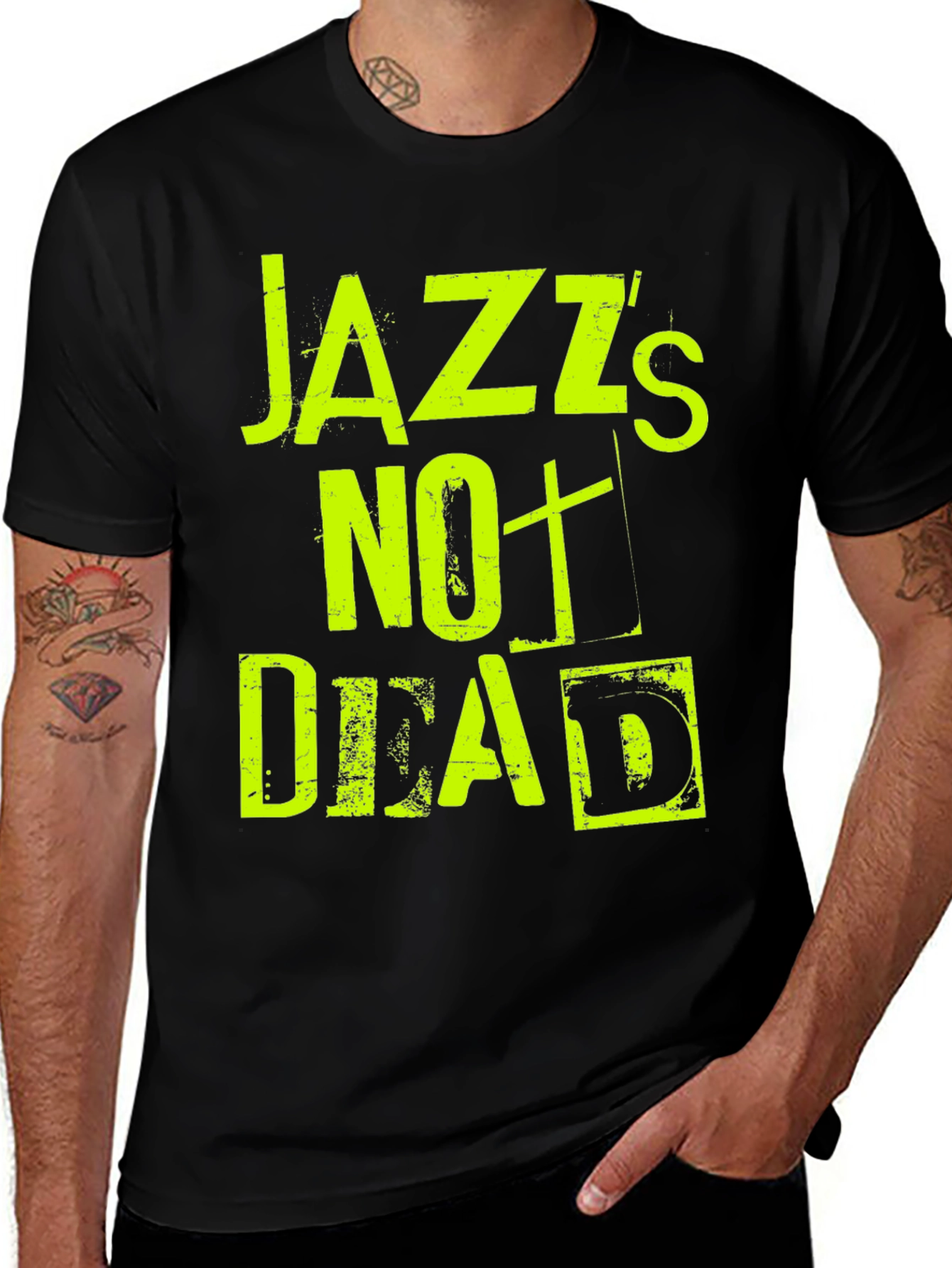 Variant 13 of Jazz's Not Dead Graphic Tee - Black Cotton T-Shirt