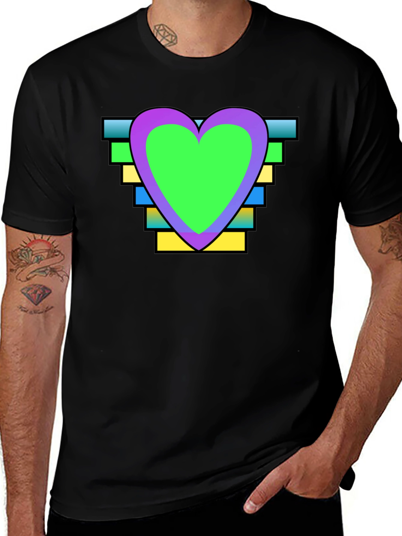 Variant 24 of Heart Graphic Black T-Shirt