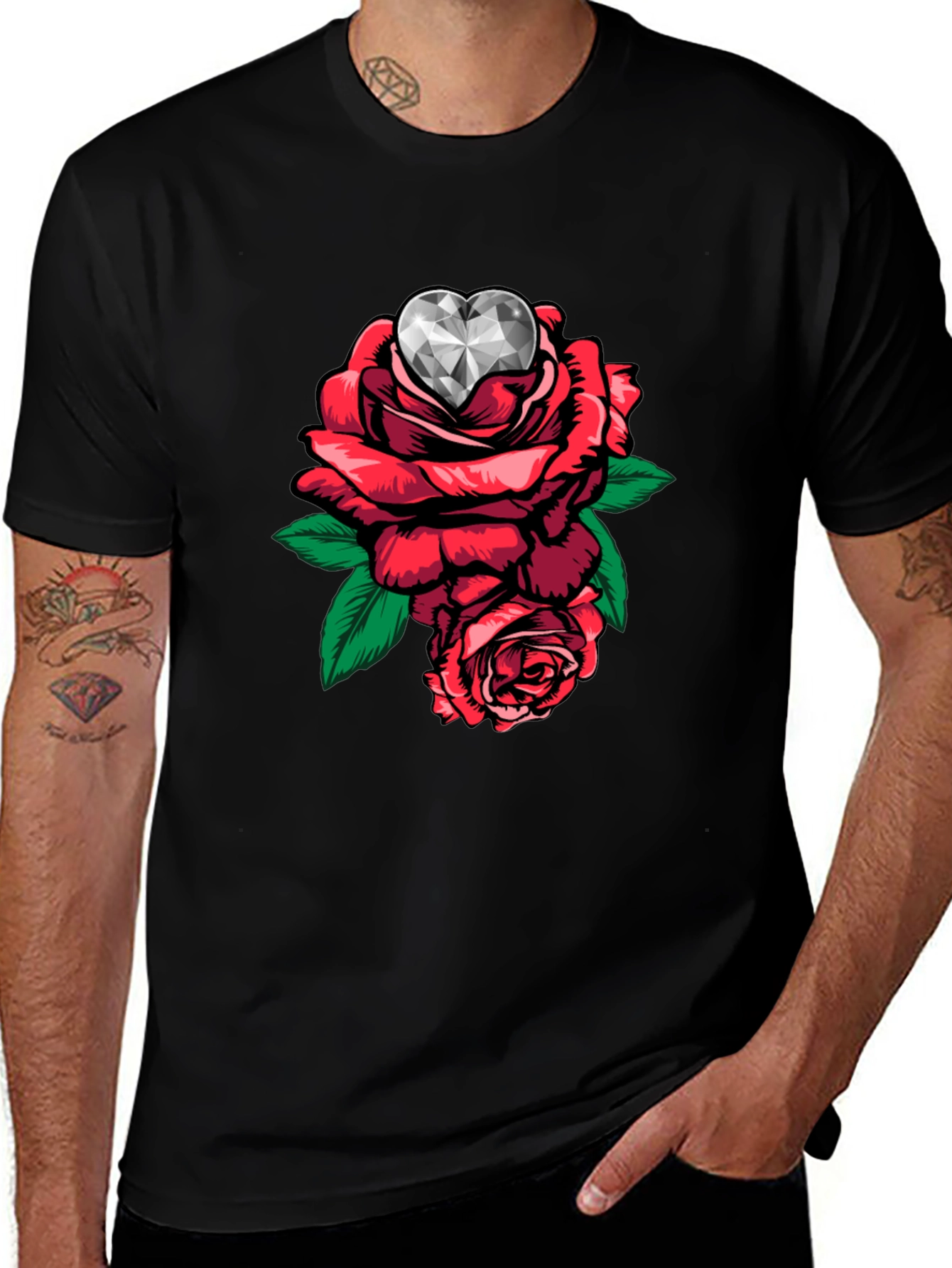 Variant 10 of Rose Heart Gem Graphic T-Shirt - Unique Trendy Tee