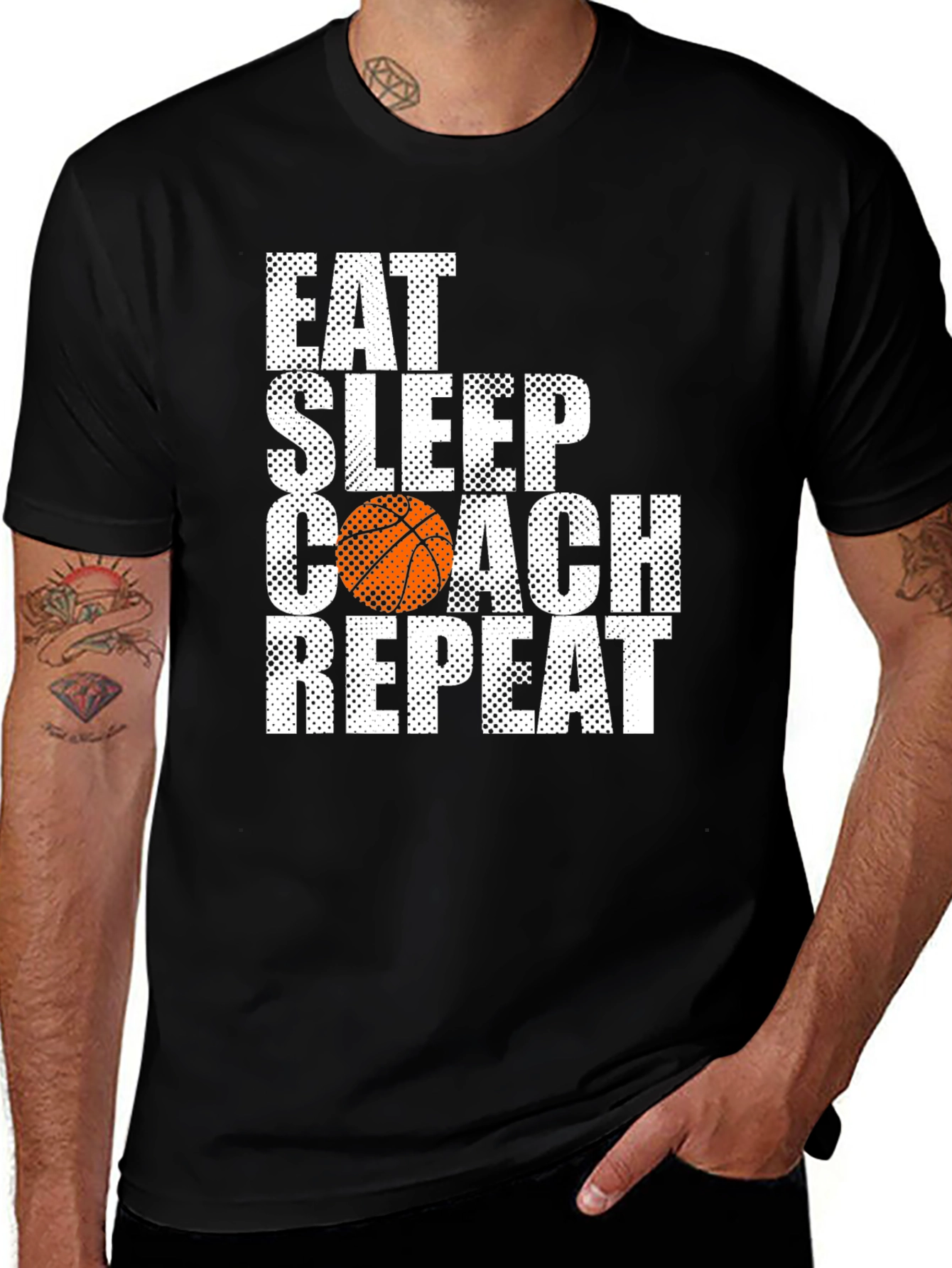 Variant 23 of Eat Sleep Coach Repeat T-Shirt - Basketball Coach Tee