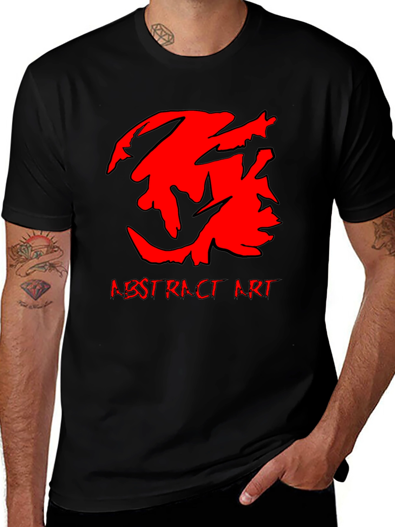 Variant 15 of Abstract Art Graphic Tee - Bold Red Design