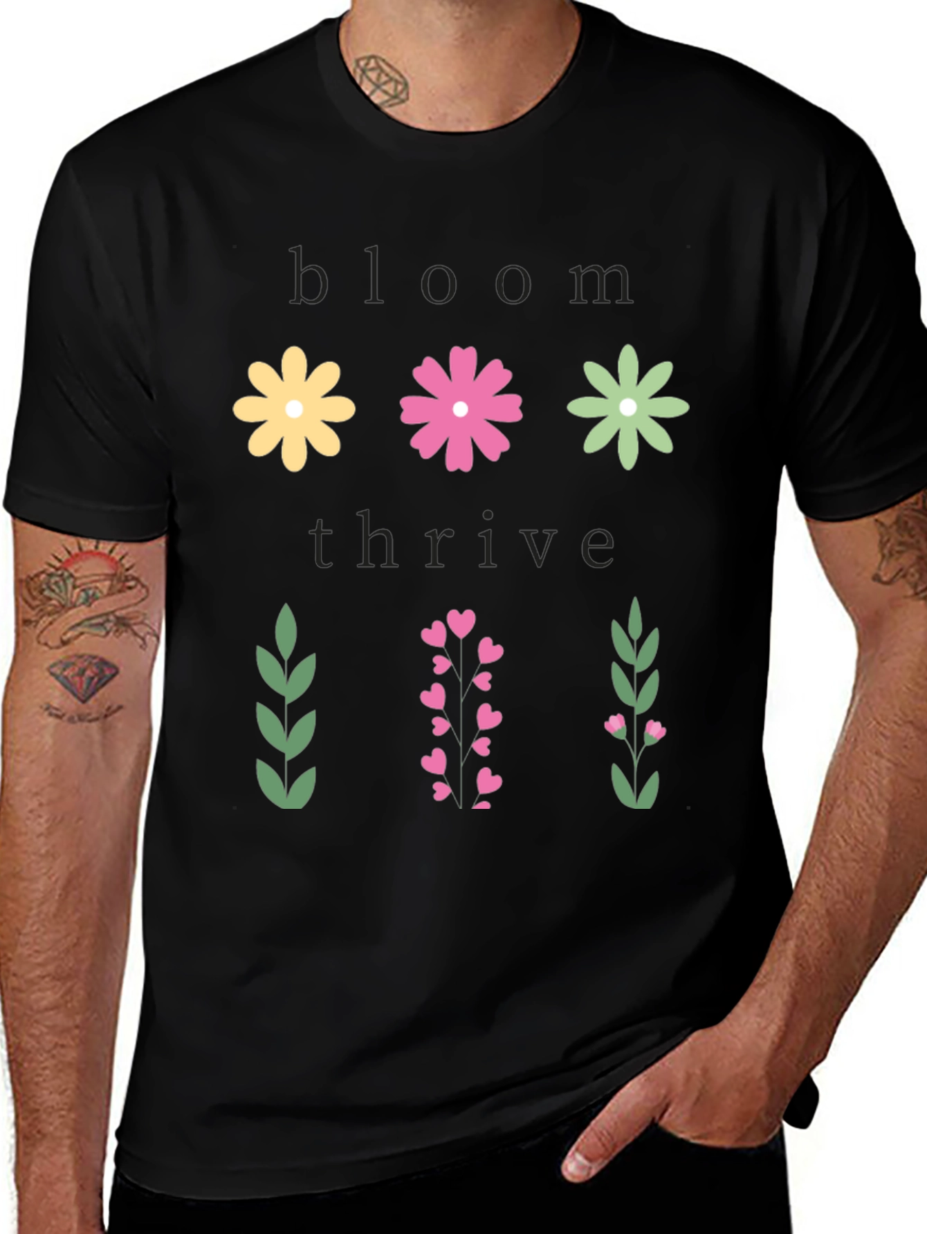 Bloom & Thrive Graphic Tee - Floral Design
