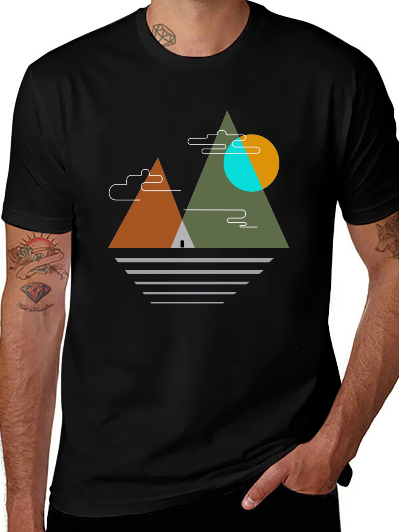 Variant 29 of Geometric Mountain Graphic Tee - Black