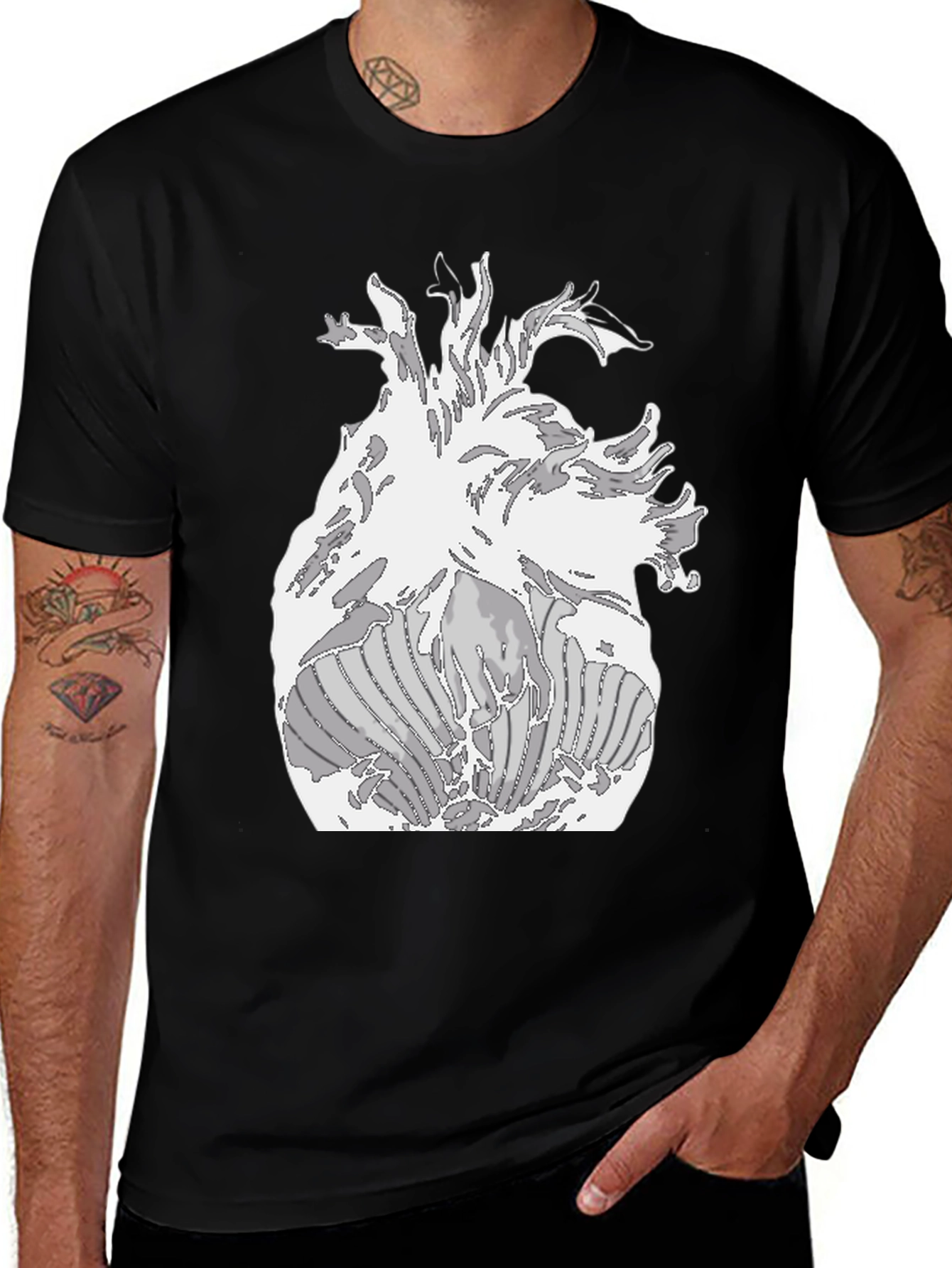 Variant 24 of Anatomical Heart Graphic Tee - Black
