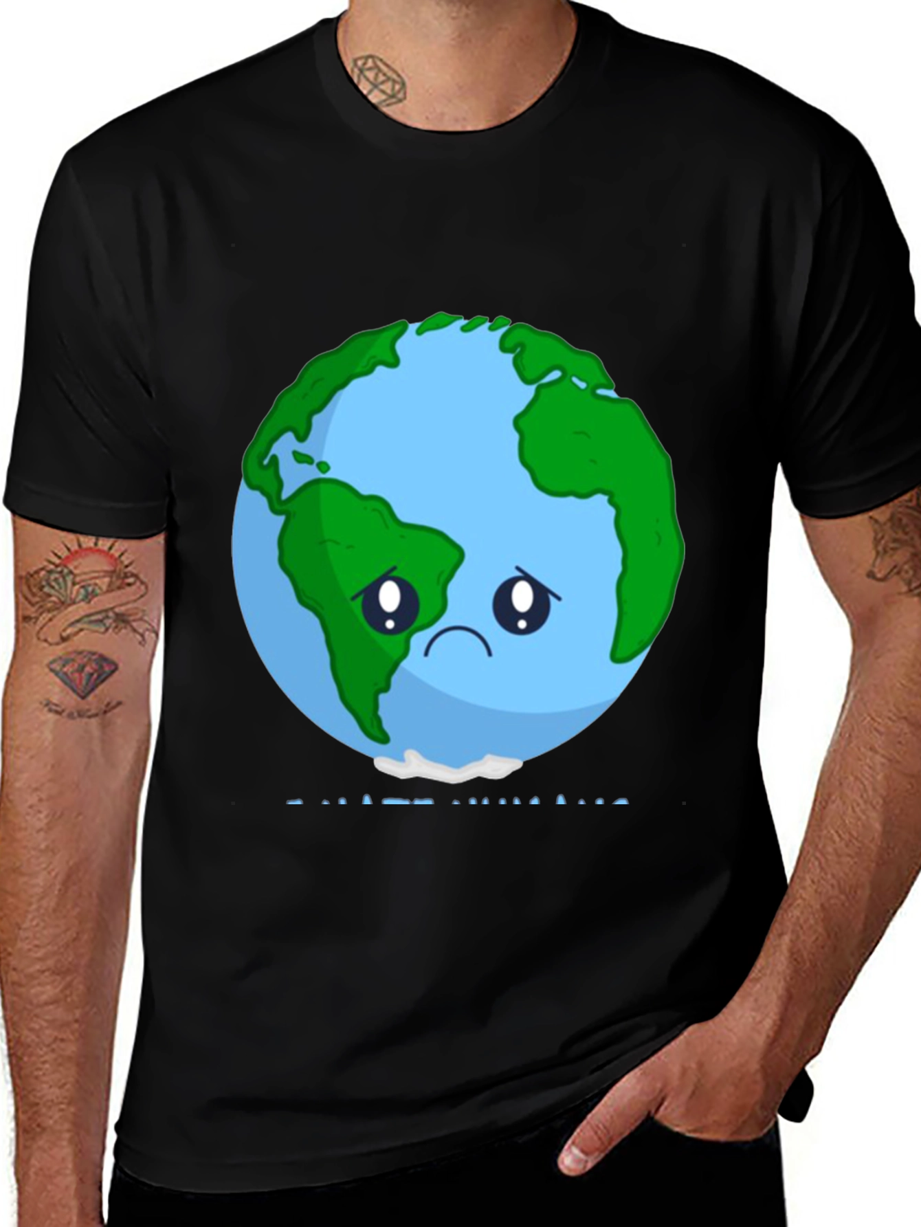 Sad Earth Graphic Tee - Climate Change Awareness T-Shirt