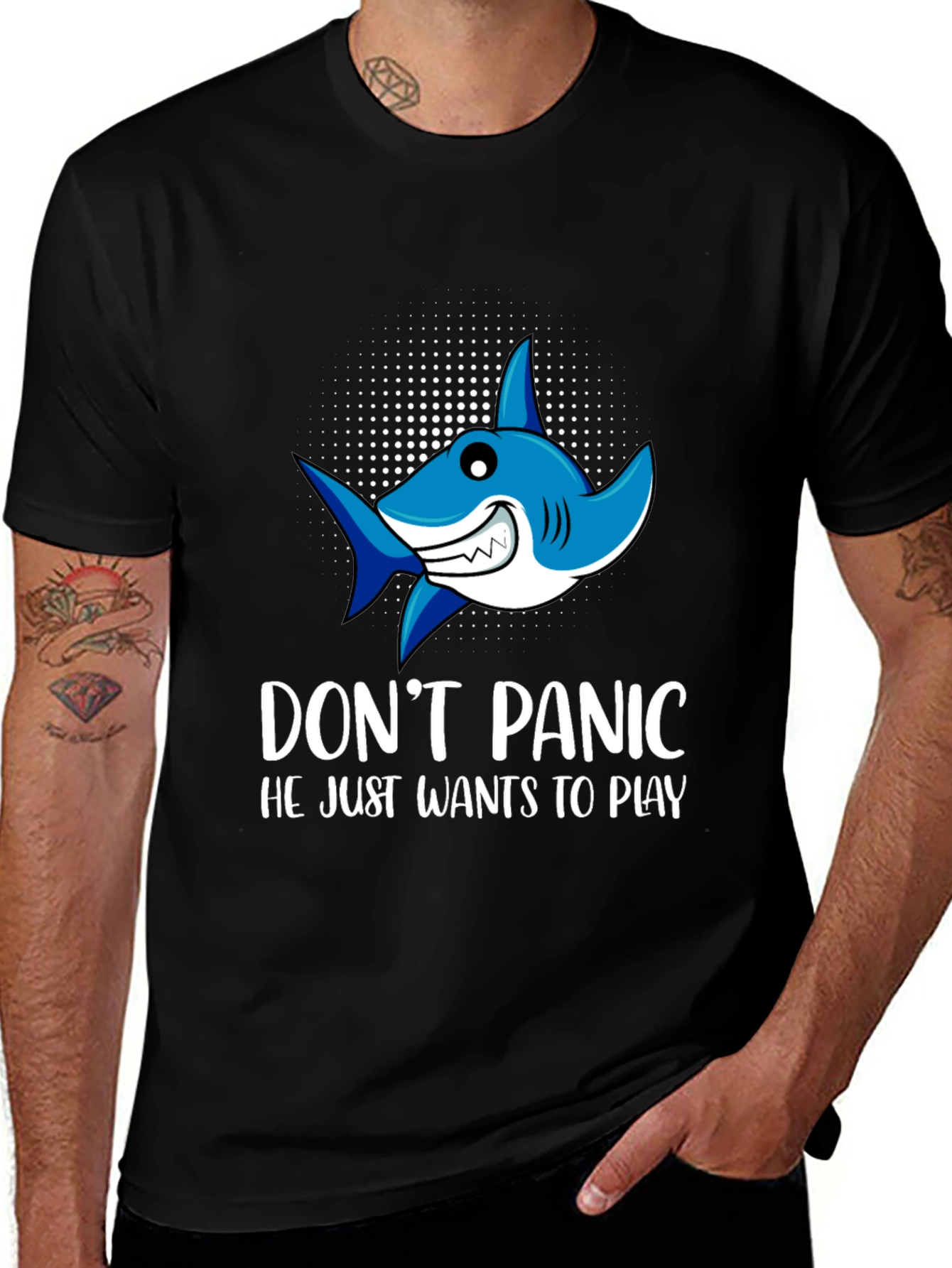 Variant 19 of Funny Shark Graphic Tee - Don't Panic T-Shirt