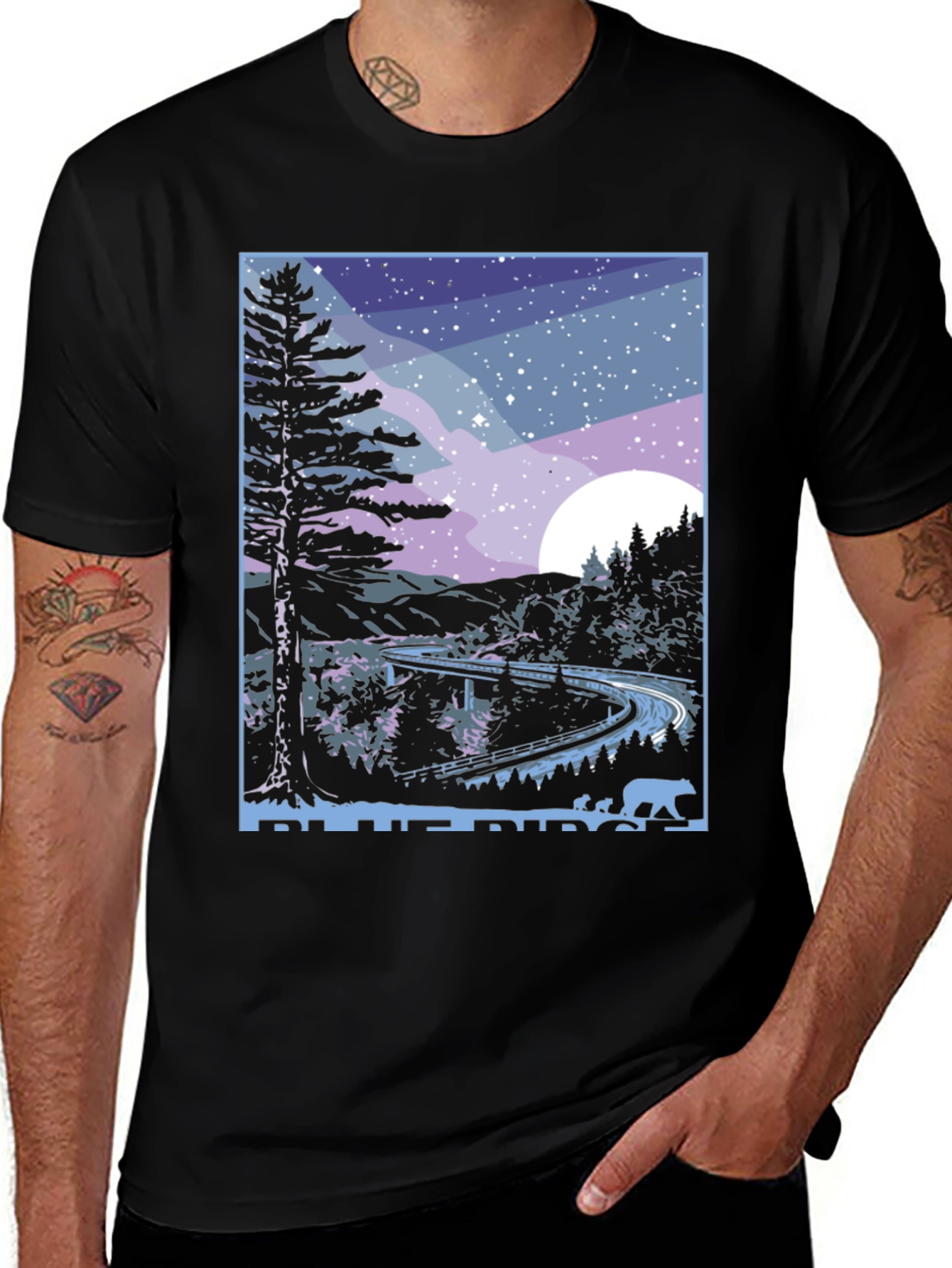 Variant 12 of Blue Ridge Parkway Bear Graphic T-Shirt