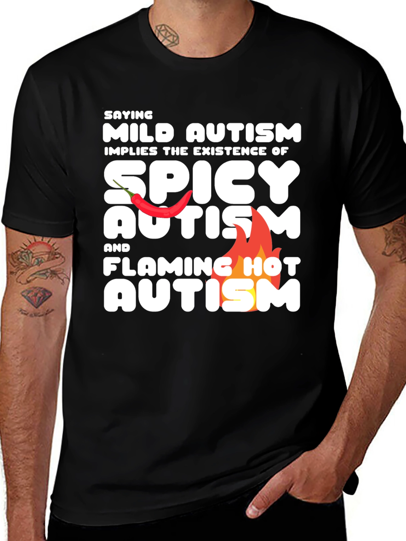 Variant 3 of Mild, Spicy, and Flaming Hot Autism T-Shirt
