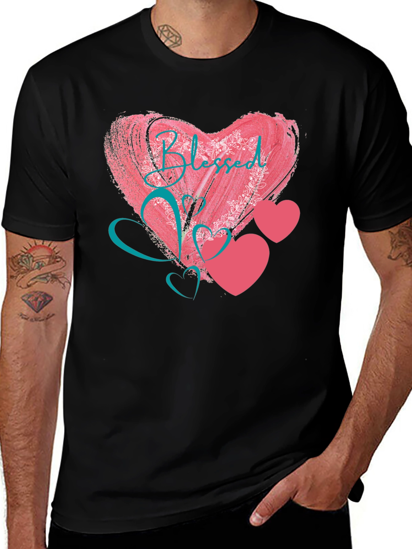 Variant 26 of Blessed Heart Graphic Black T-Shirt