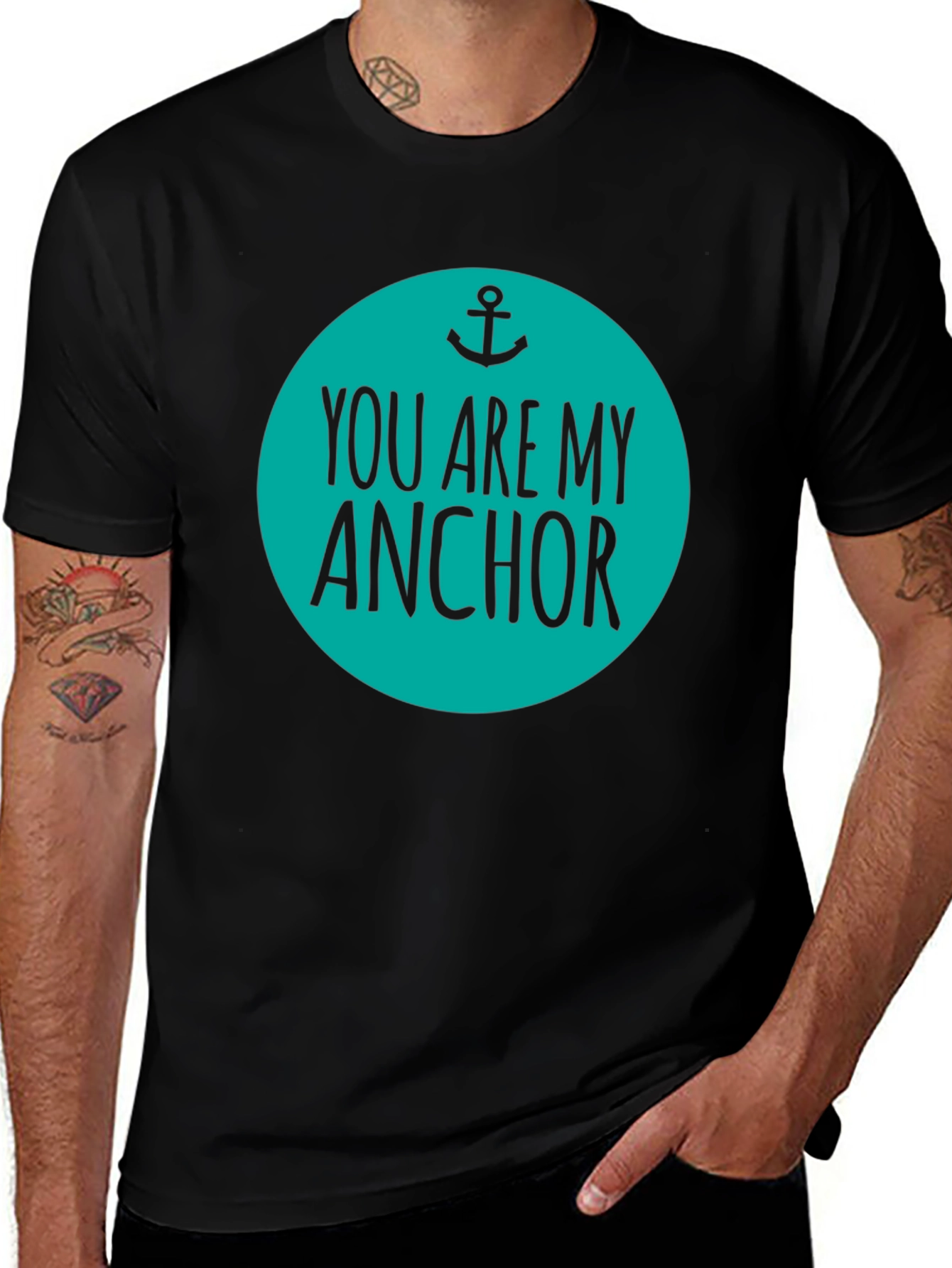 Variant 18 of You Are My Anchor Graphic Tee - Men's Black Cotton Blend