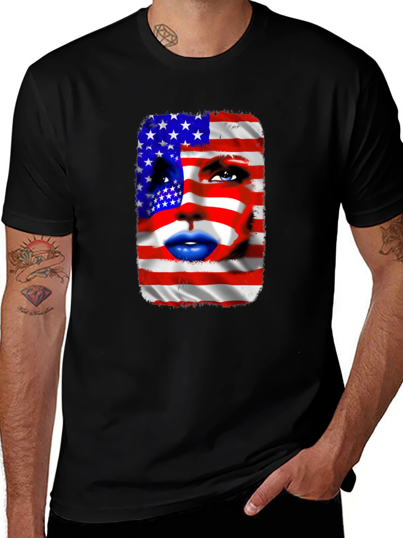 Variant 20 of USA Flag Face Graphic Tee - Patriotic Fashion