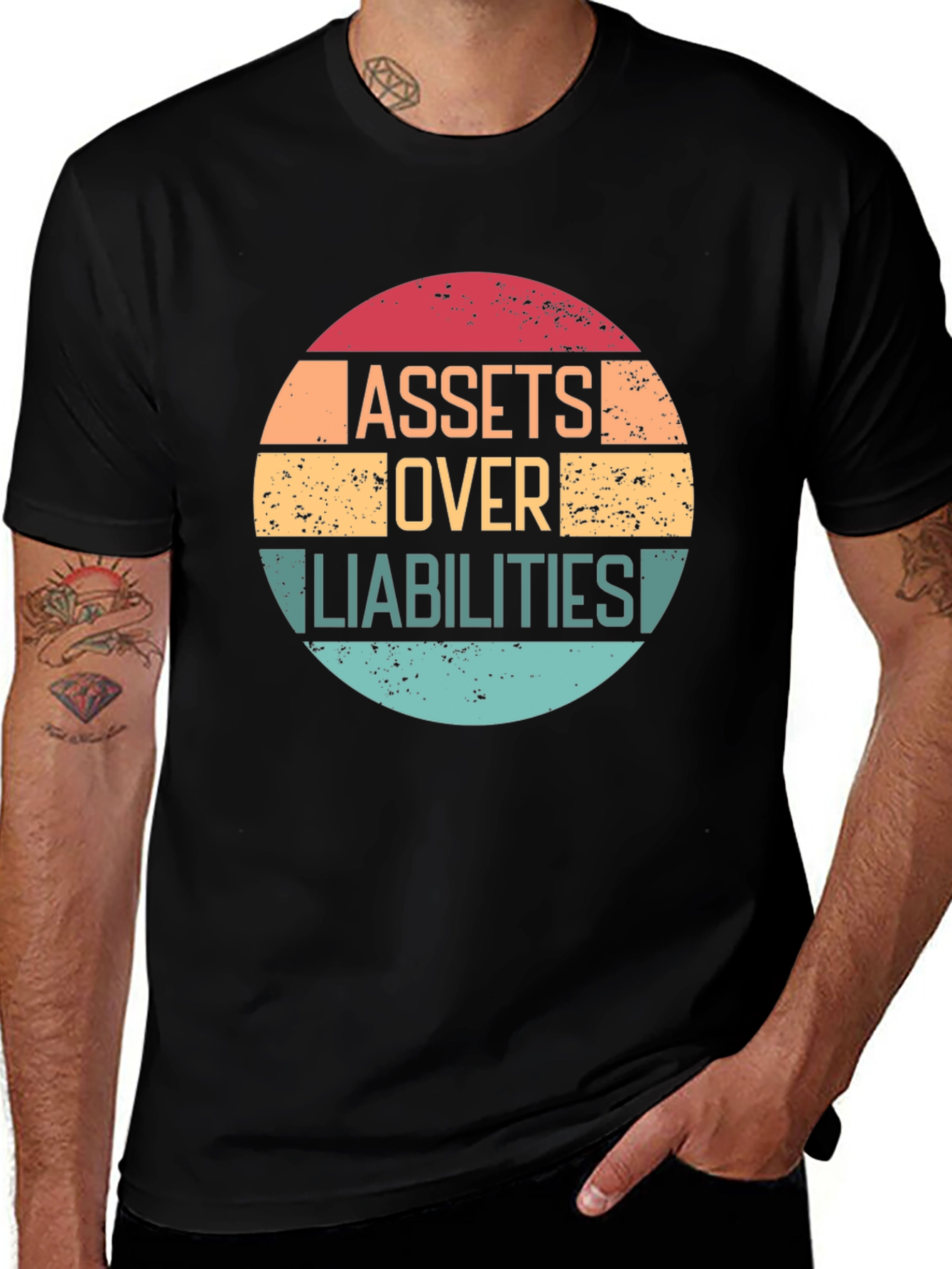 Variant 17 of Assets Over Liabilities Black Graphic Tee