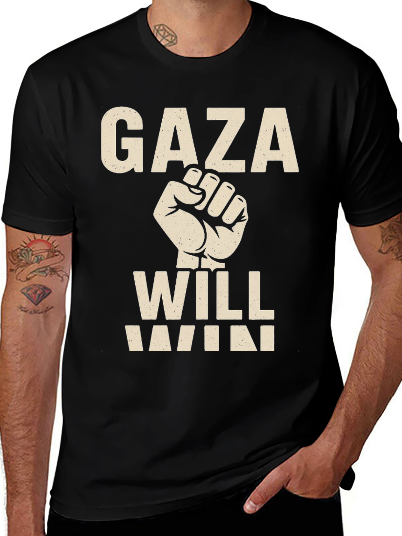 Gaza Will Win Fist T-Shirt - Black