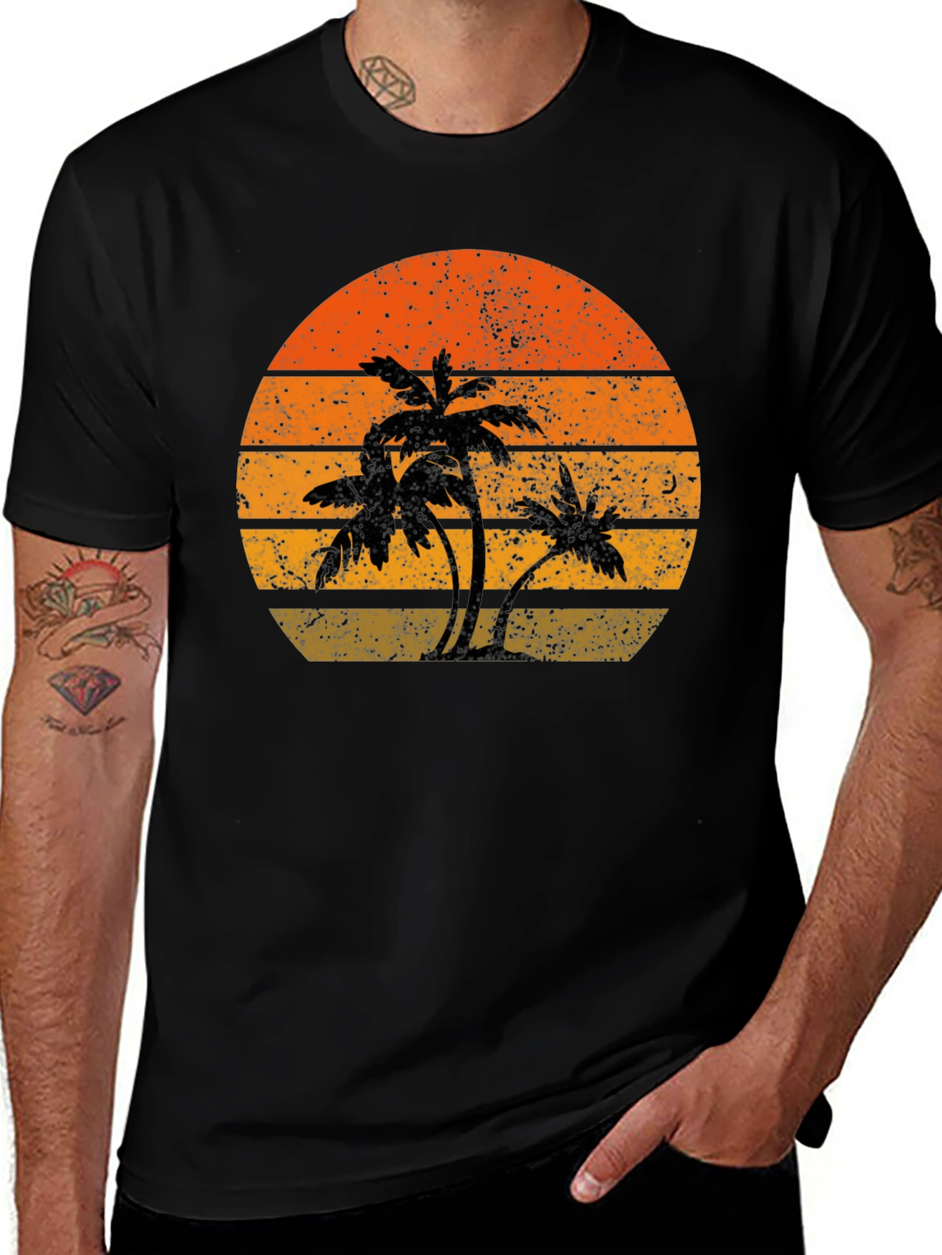 Variant 28 of Retro Sunset Palm Tree Graphic Tee