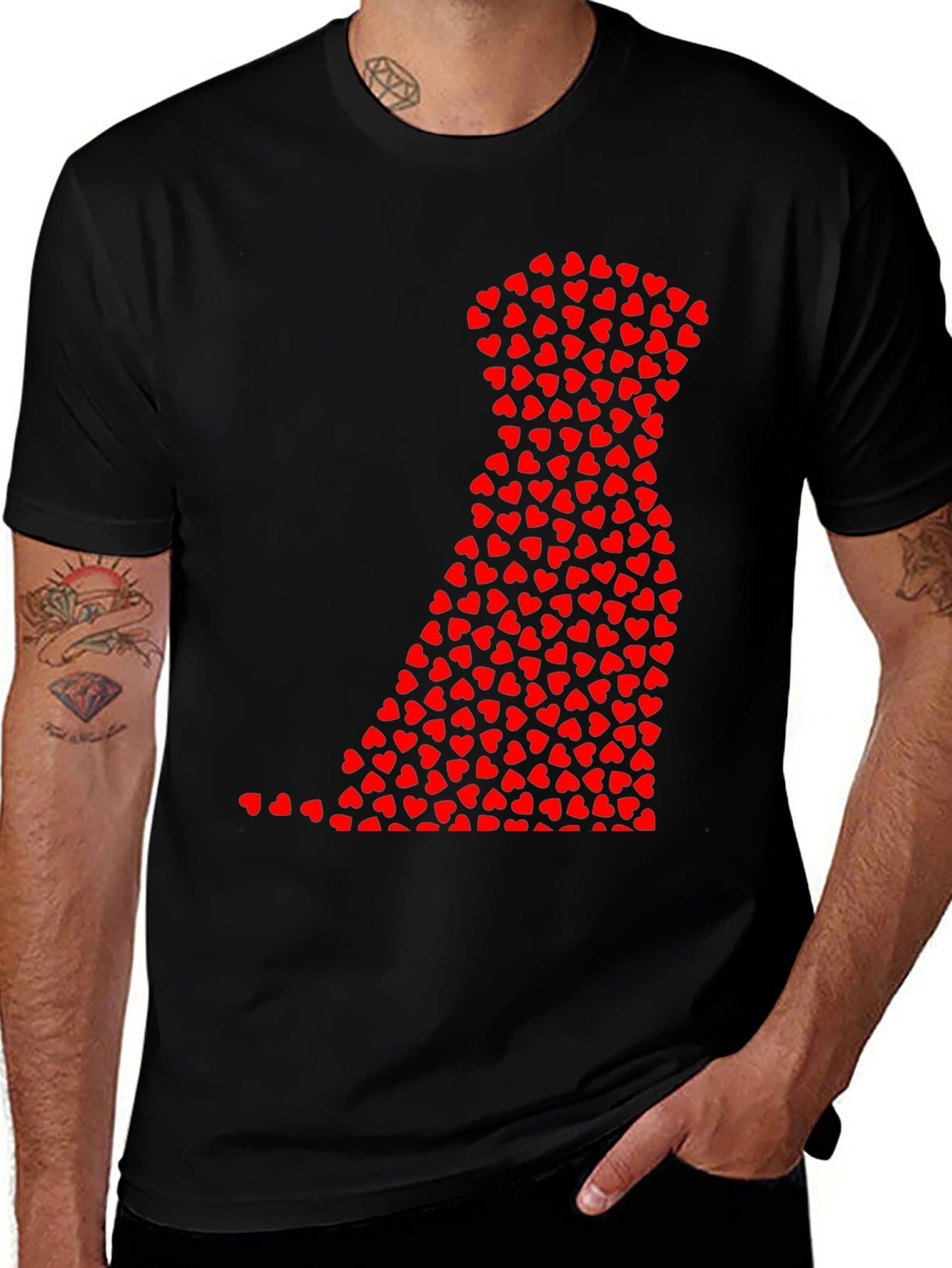 Variant 23 of Heart Dog Black T-Shirt - Cute Valentine's Day Gift