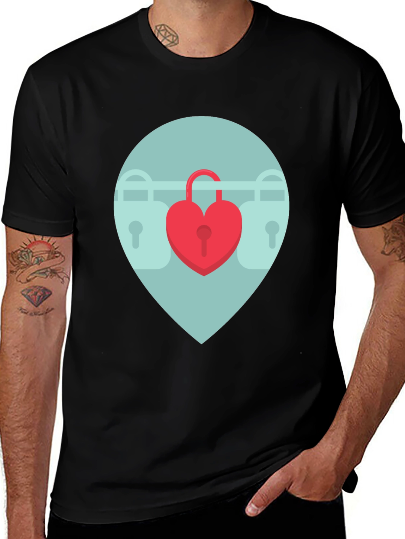 Variant 19 of Heart Lock T-Shirt - Unlock Your Style!