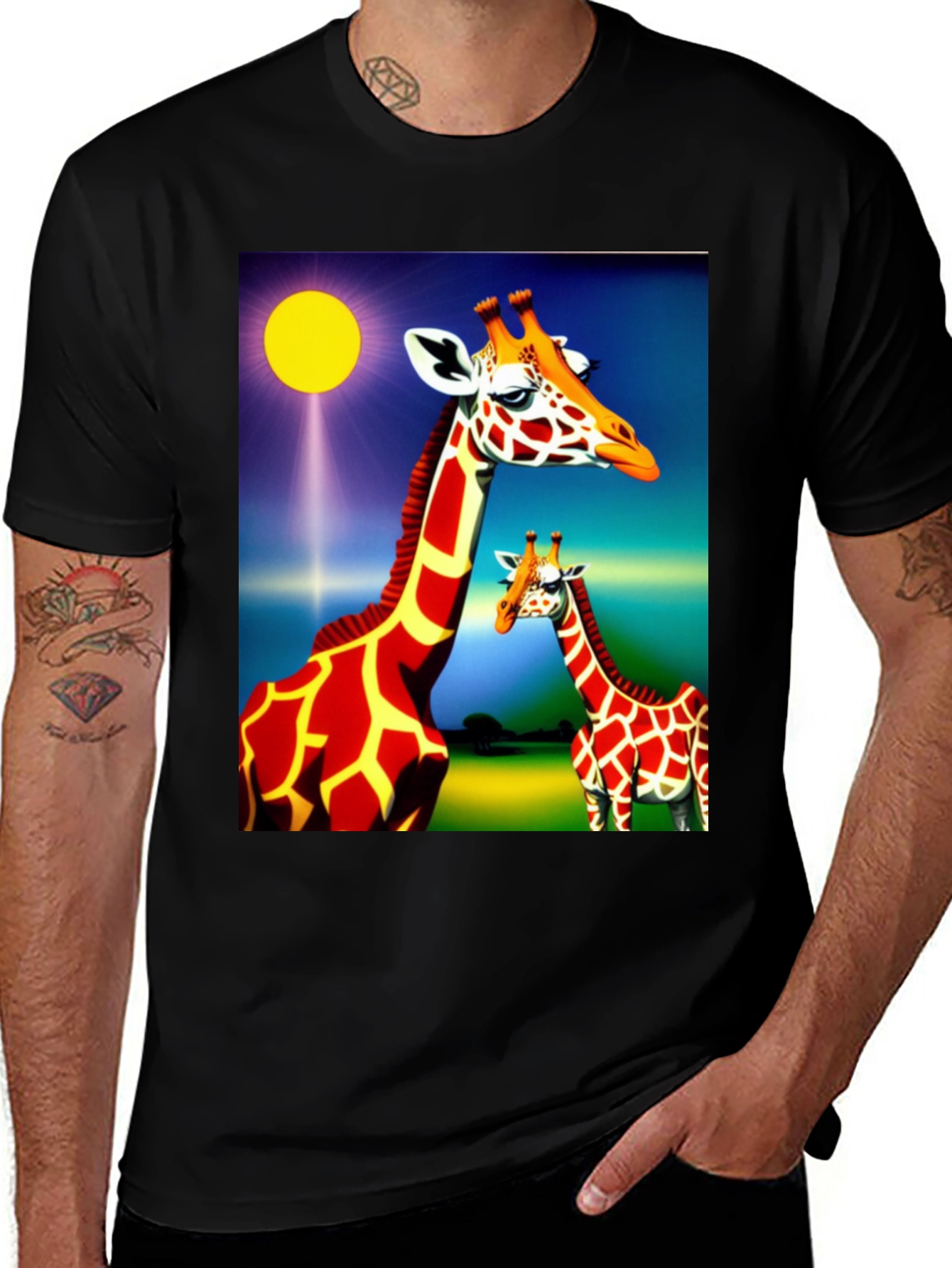 Variant 20 of Giraffe Graphic T-Shirt - Vivid Animal Print Tee