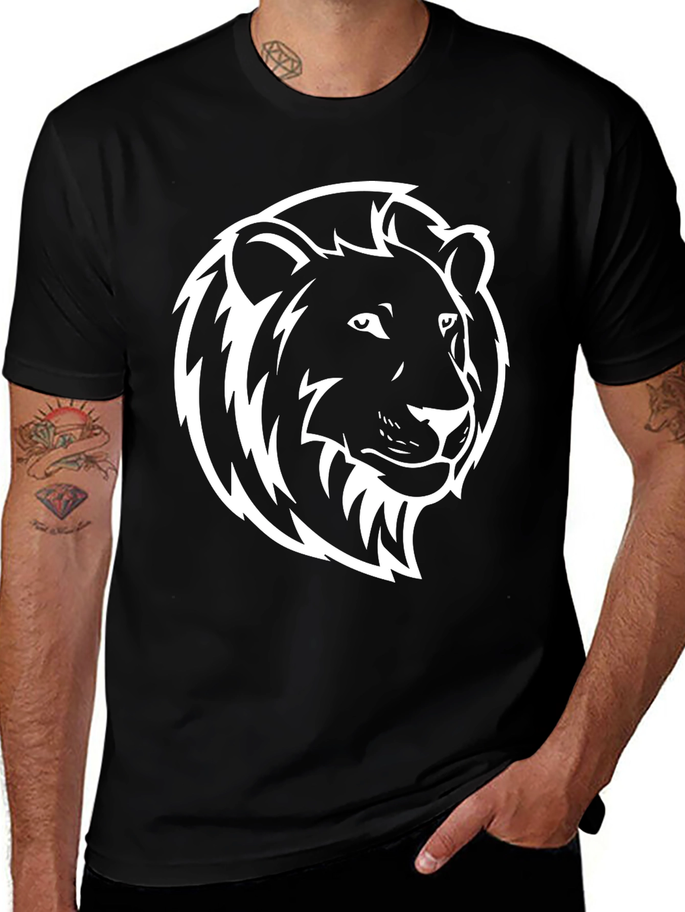 Variant 7 of Lion Graphic Black T-Shirt - Bold Statement Tee