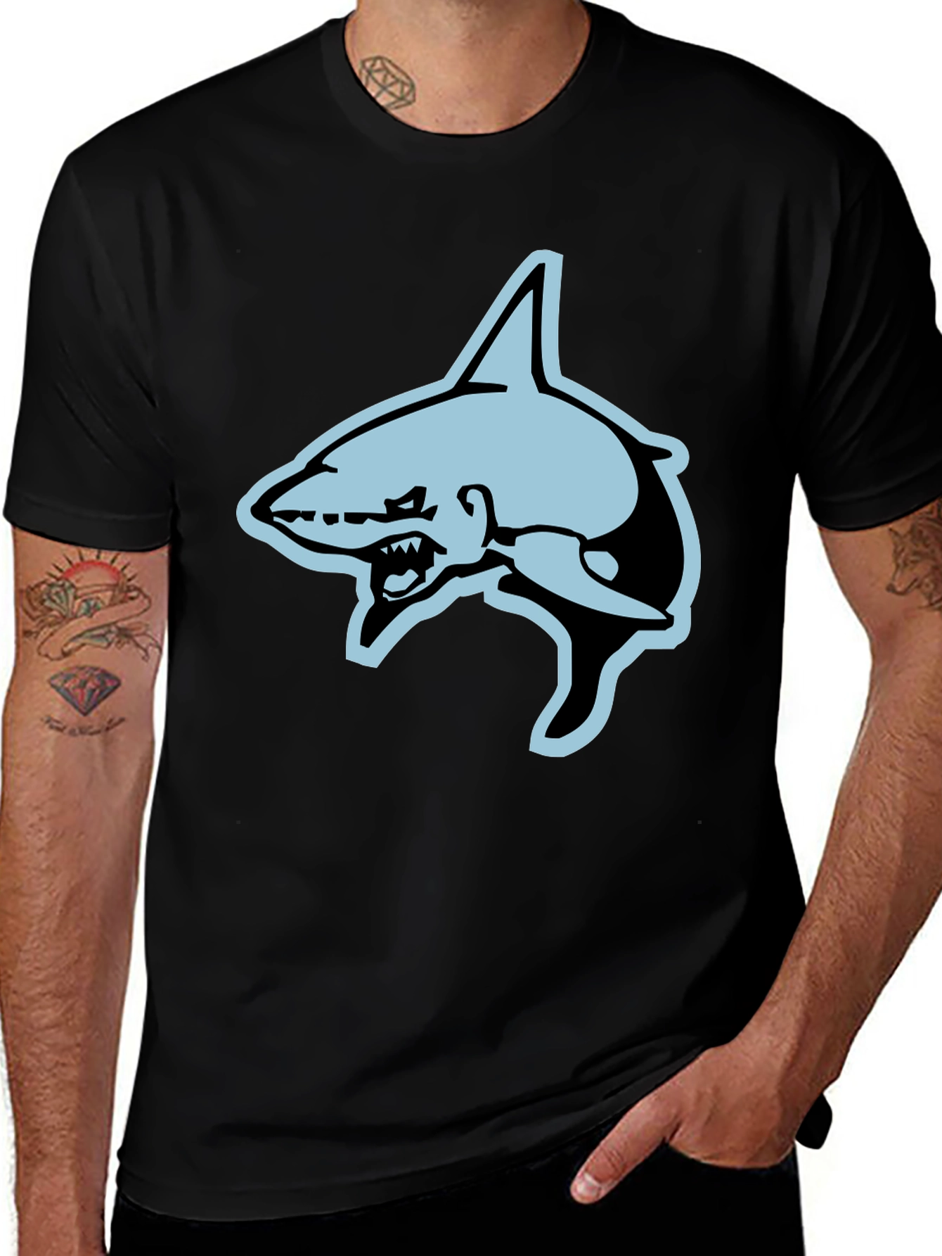 Variant 2 of Men's Black Shark Graphic T-Shirt