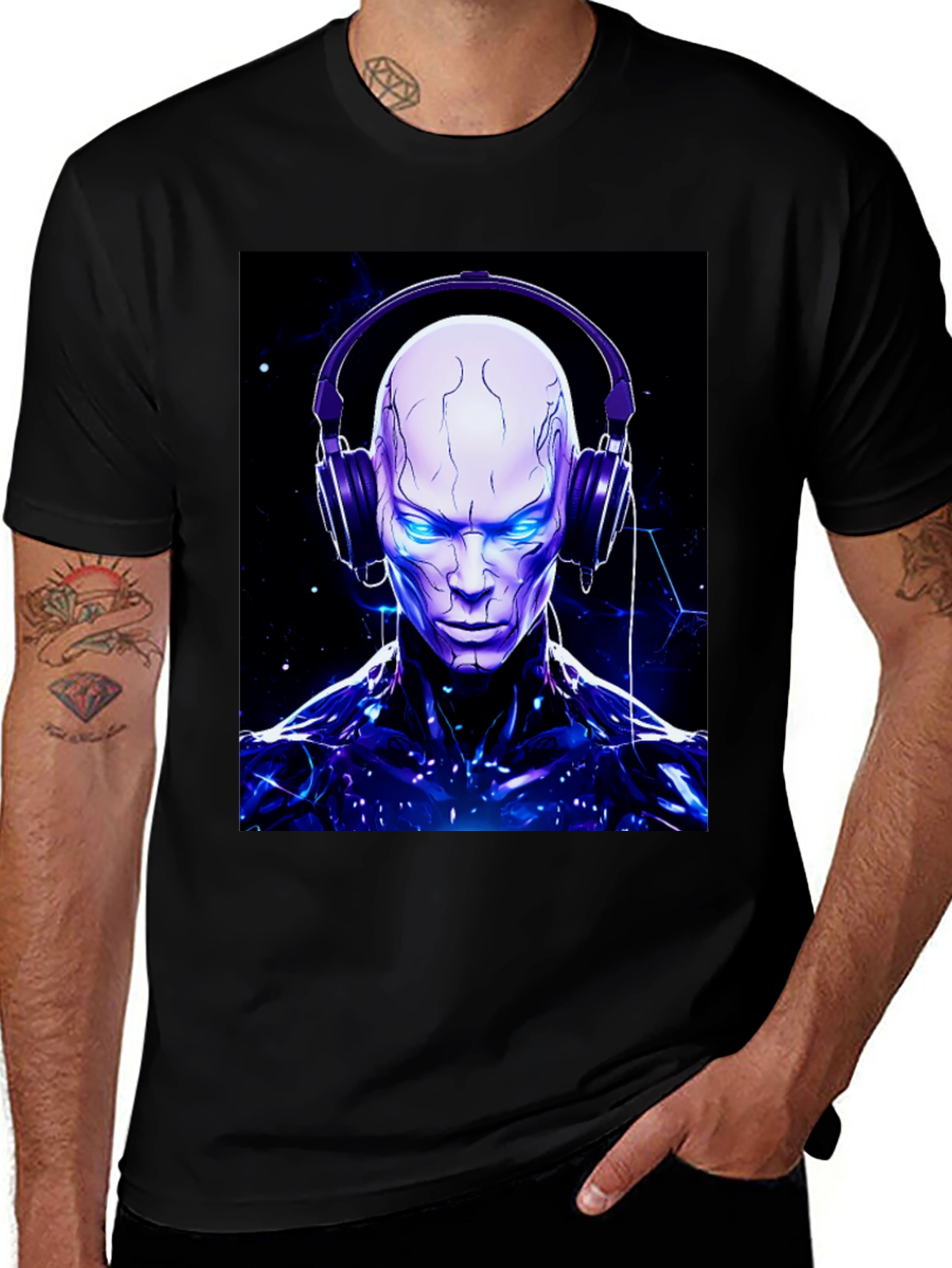 Variant 22 of Cyberpunk DJ Graphic Tee - Unique Design