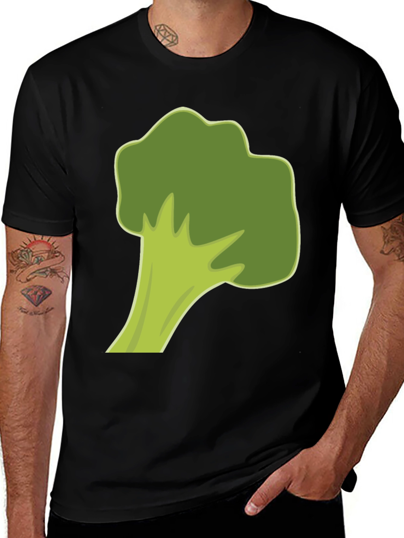 Variant 10 of Broccoli Graphic Tee - Black Cotton Casual Shirt