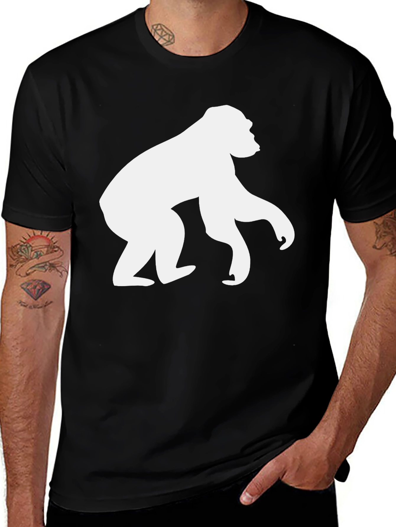 Variant 9 of Cool Gorilla Silhouette Black Tee Shirt