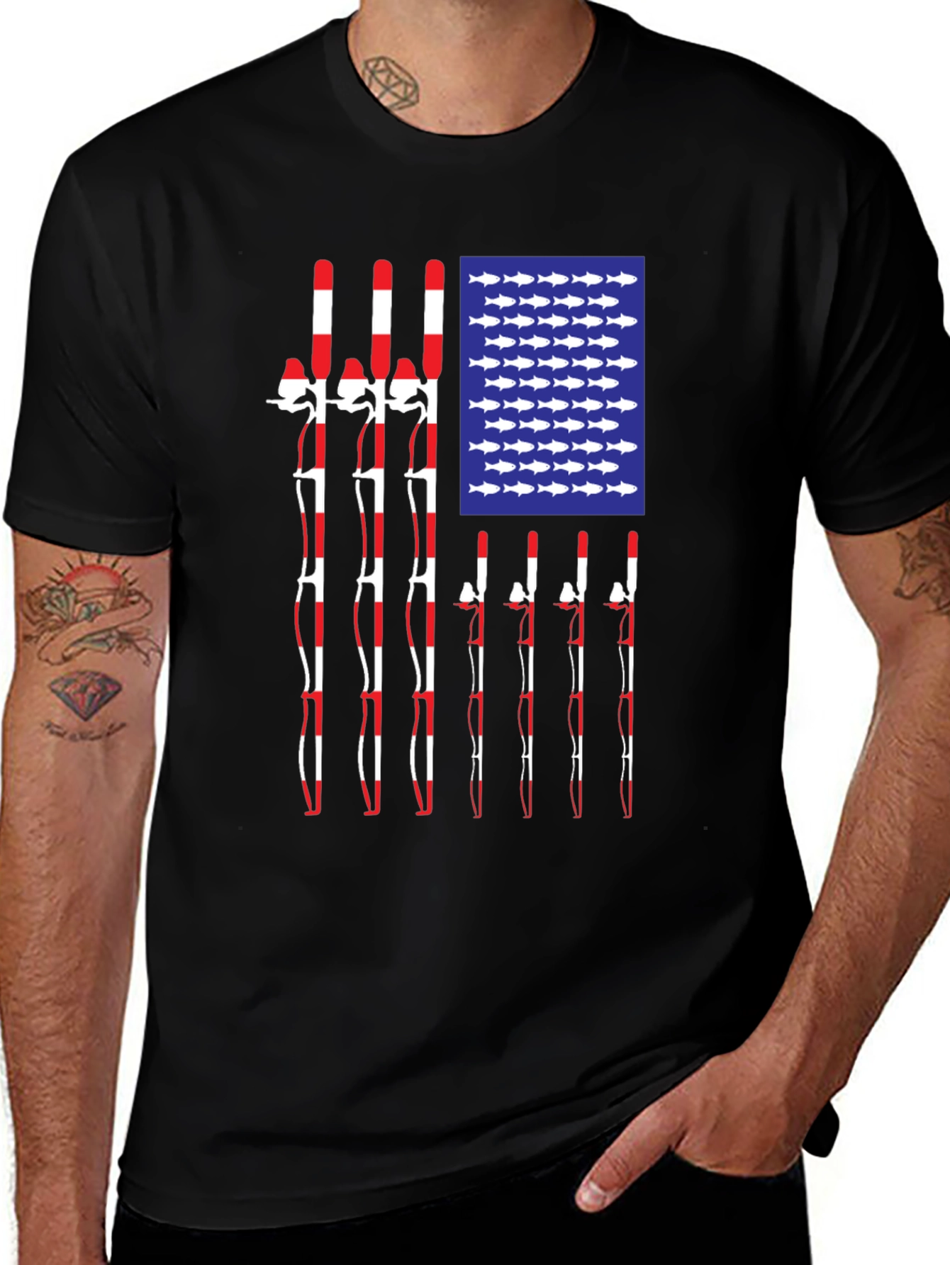 Variant 5 of American Flag Fishing Rod T-Shirt