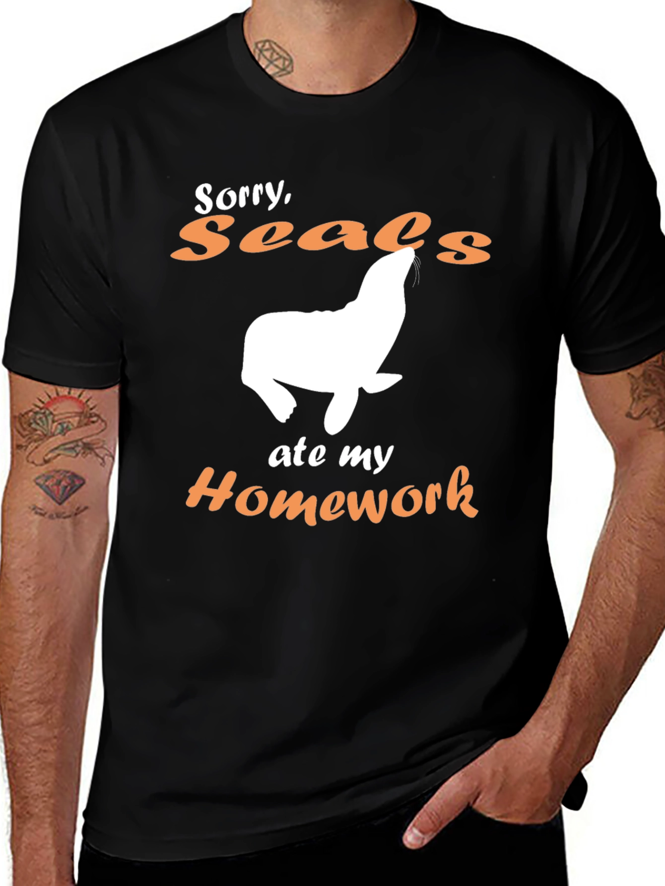Variant 5 of Funny Seals Ate My Homework Graphic T-Shirt