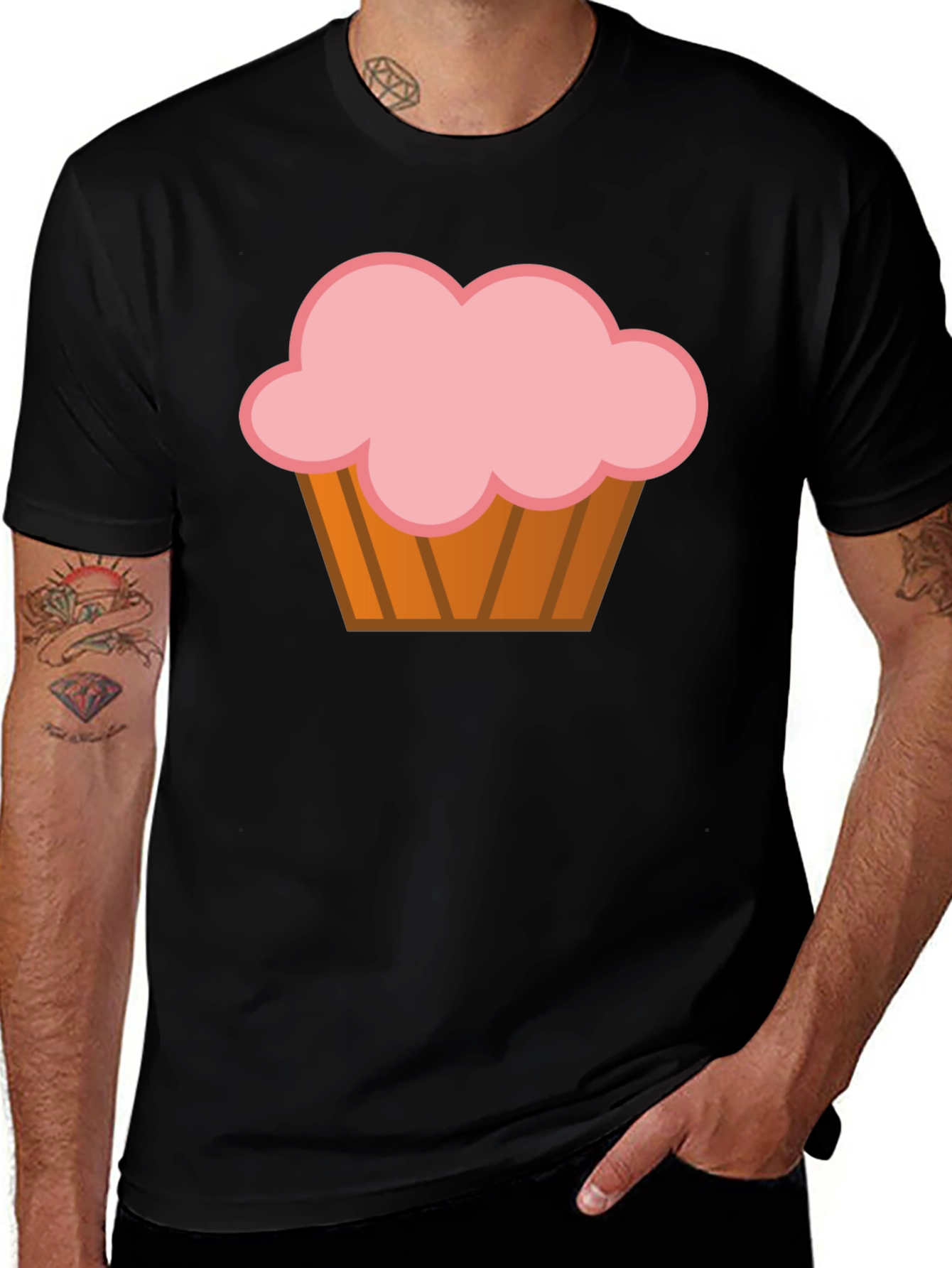 Variant 11 of Cupcake Graphic T-Shirt - Black Cotton Blend Tee