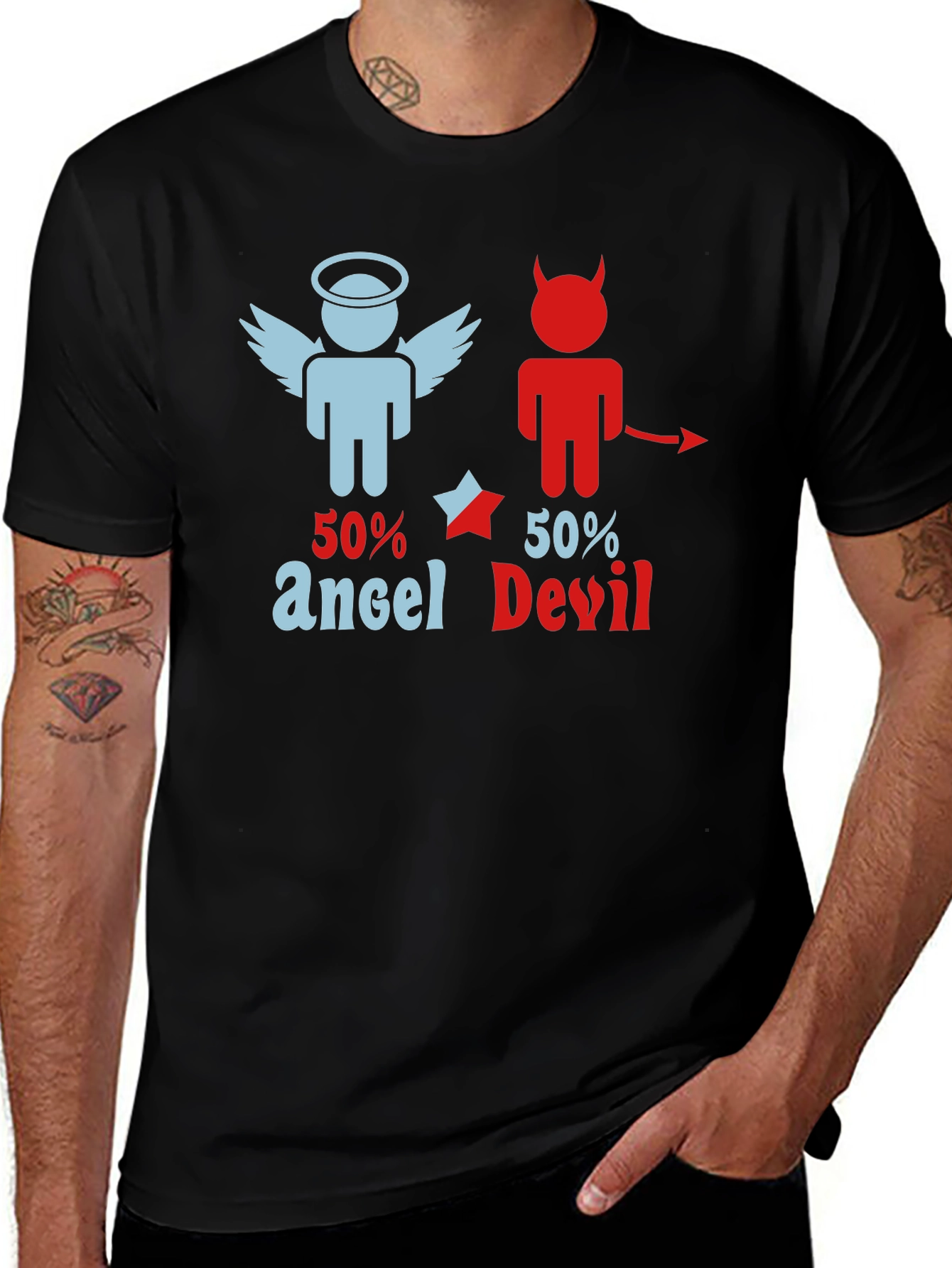 Variant 20 of 50% Angel 50% Devil Graphic Print T-Shirt