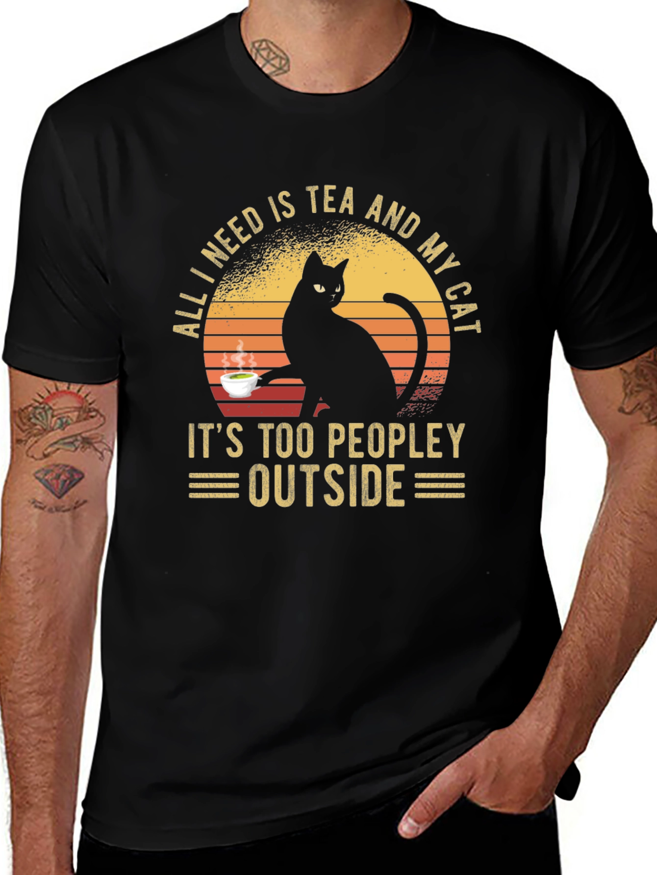 Variant 7 of Tea and Cat Graphic Tee - Anti-Social Apparel