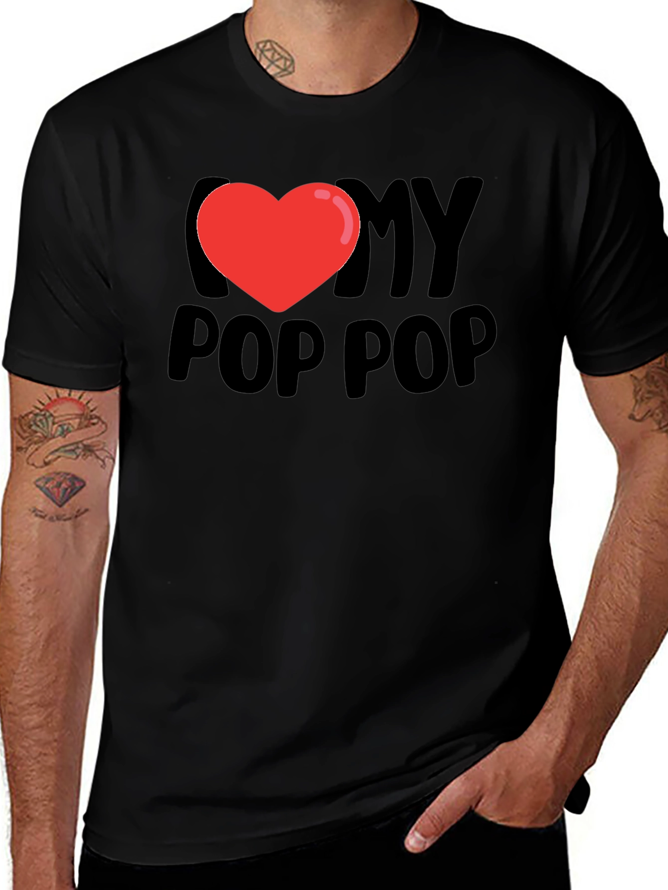 Variant 9 of I Heart My Pop Pop T-Shirt - Black Graphic Tee
