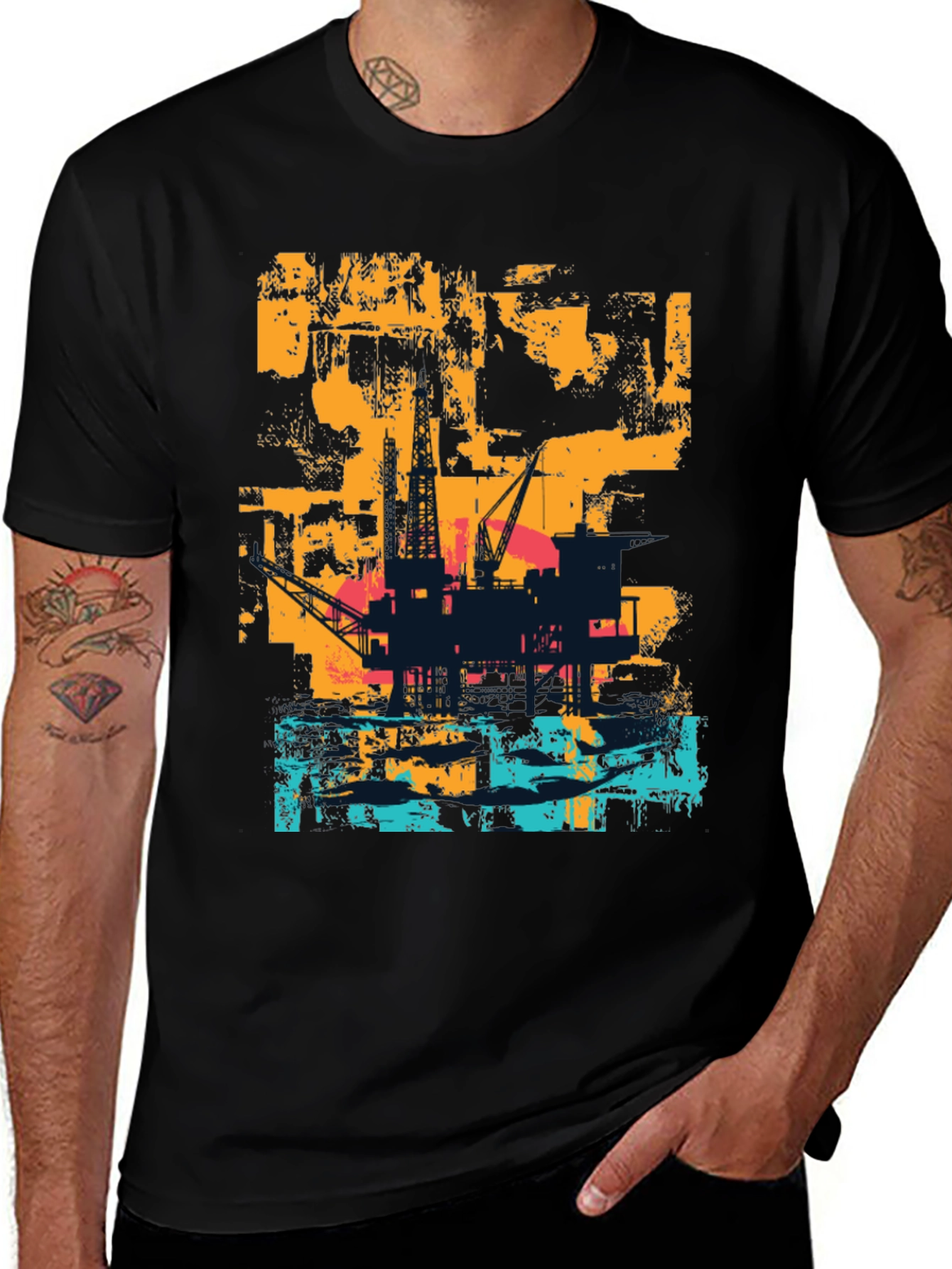 Variant 8 of Abstract Oil Rig Graphic T-Shirt