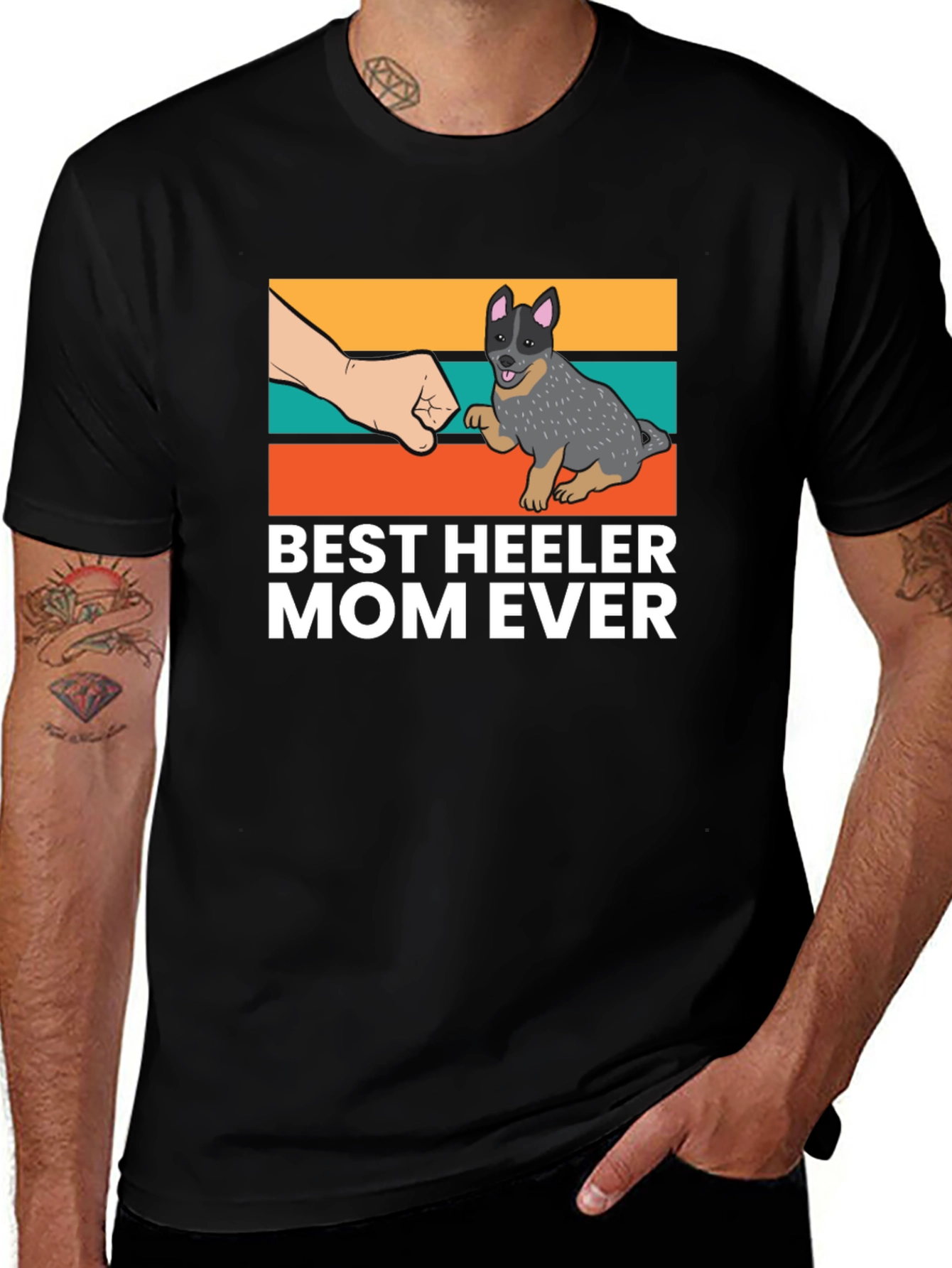 Variant 7 of Best Heeler Mom Ever Black T-Shirt