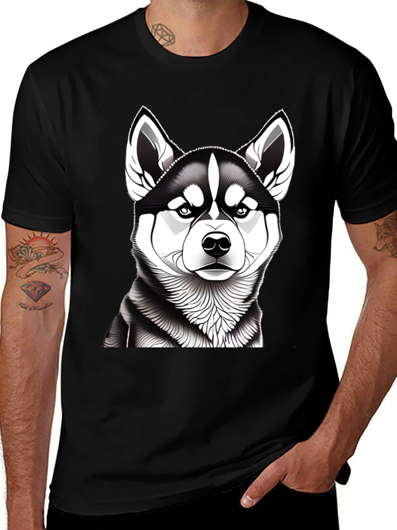 Husky Graphic Tee - Men's Black T-Shirt