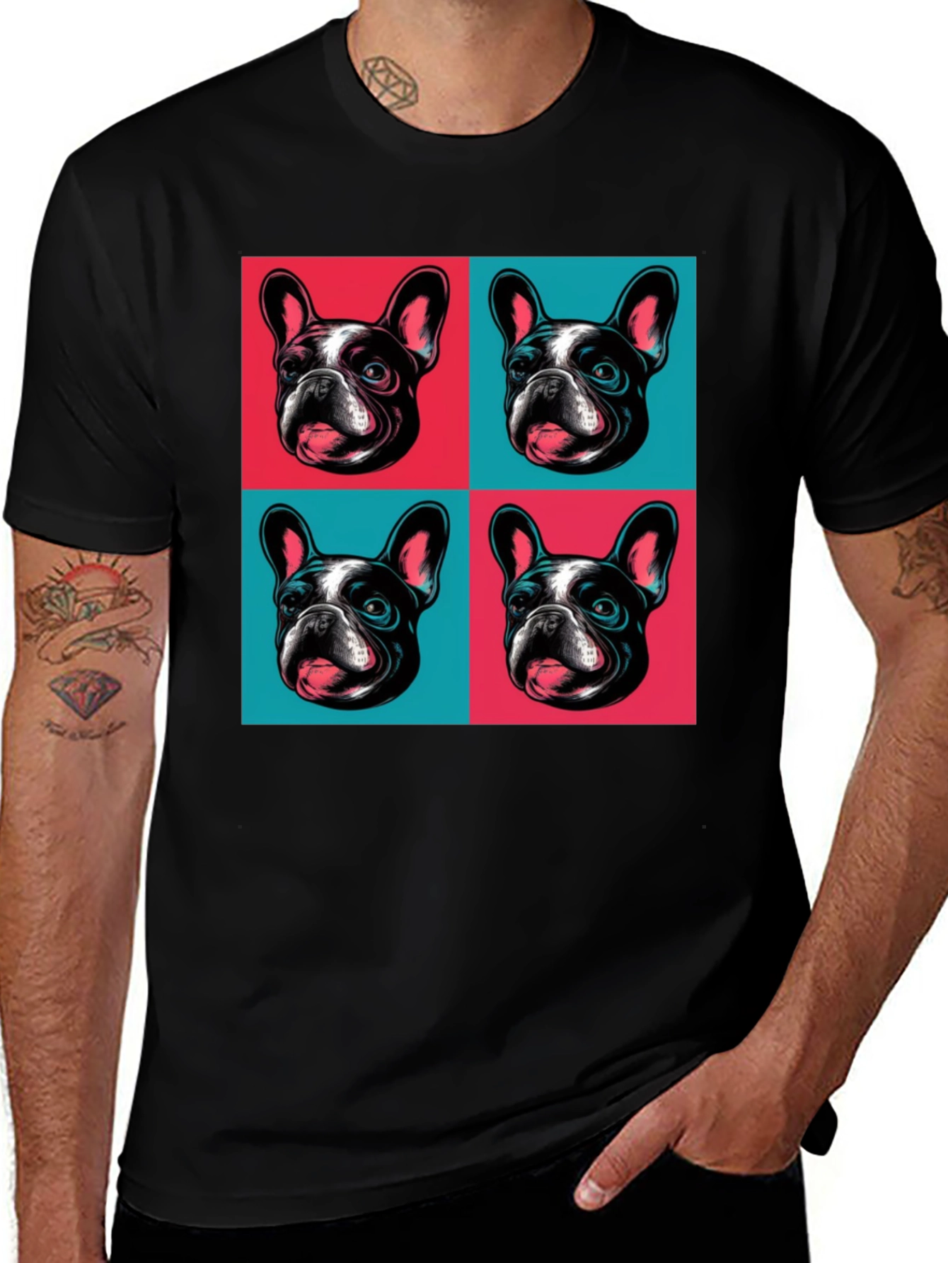 Variant 13 of Pop Art Bulldog Graphic Tee - Black