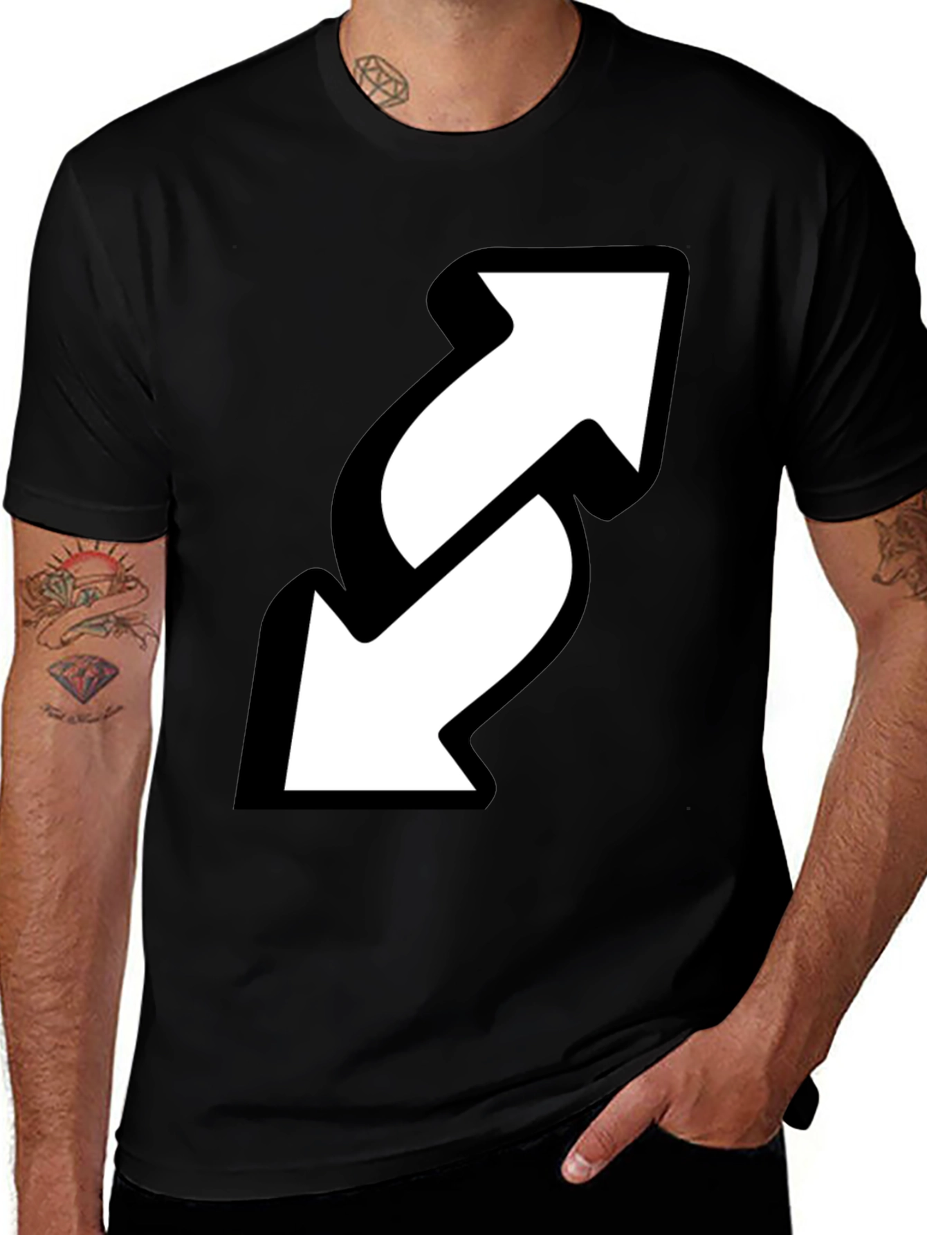Variant 10 of Reverse Arrow Black T-Shirt - Novelty Graphic Tee