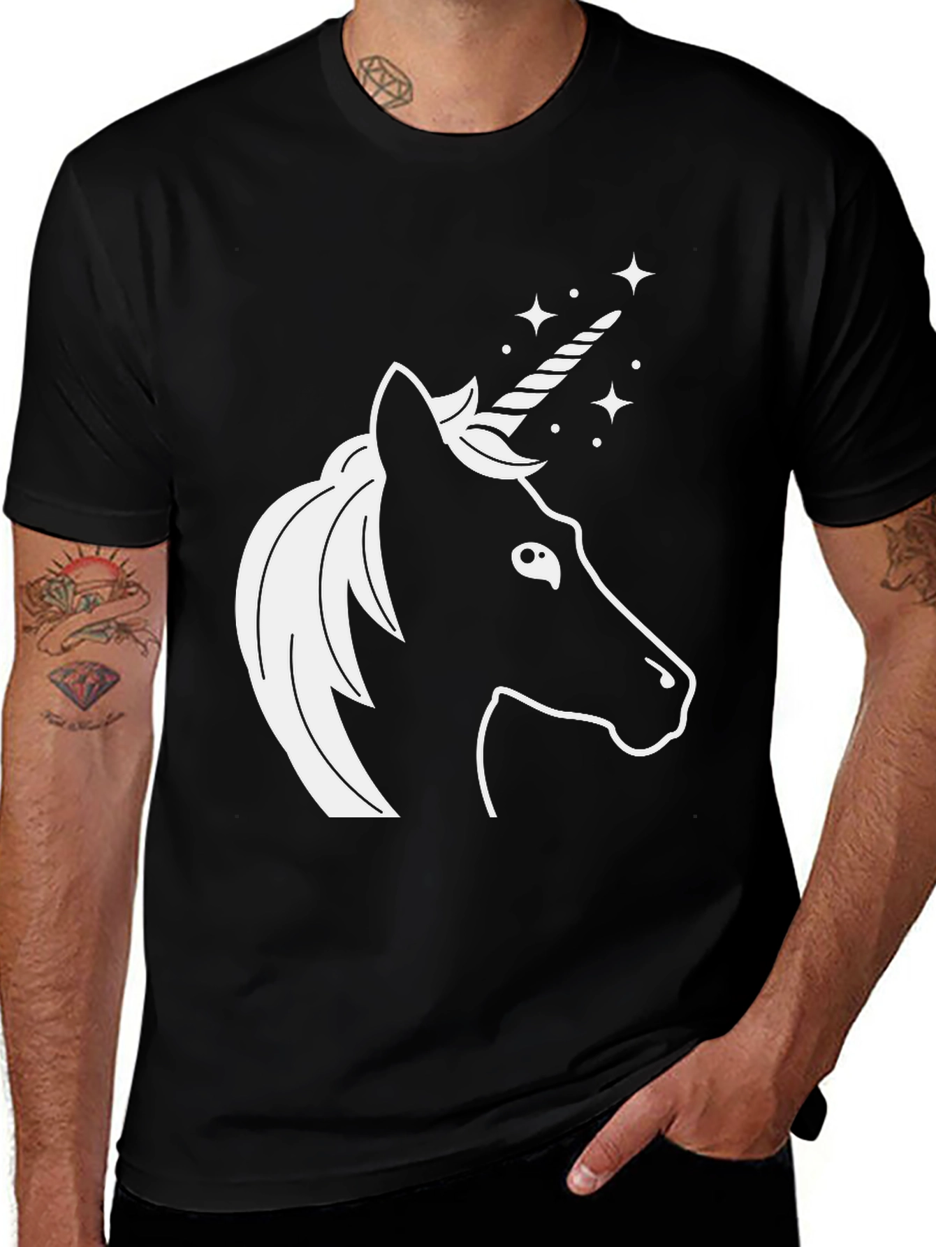 Variant 8 of Unicorn Graphic Tee - Black Cotton T-Shirt