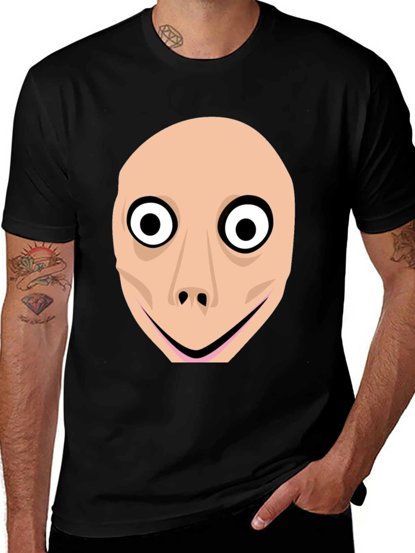 Creepy Momo Face Black T-Shirt