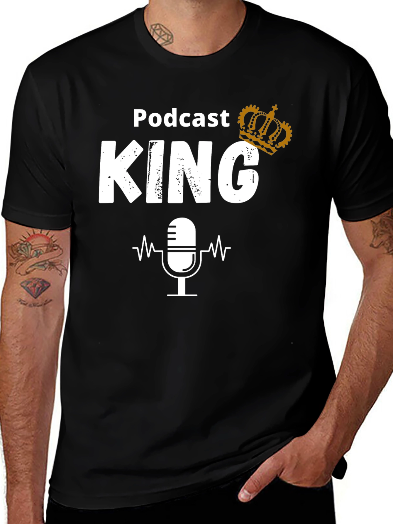 Variant 2 of Podcast King T-Shirt: Microphone Graphic Tee