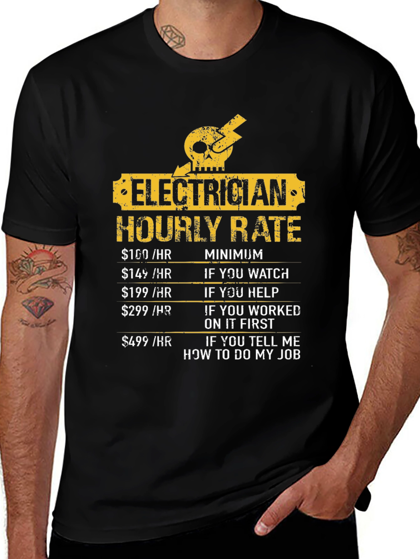 Variant 12 of Electrician Hourly Rate Novelty T-Shirt