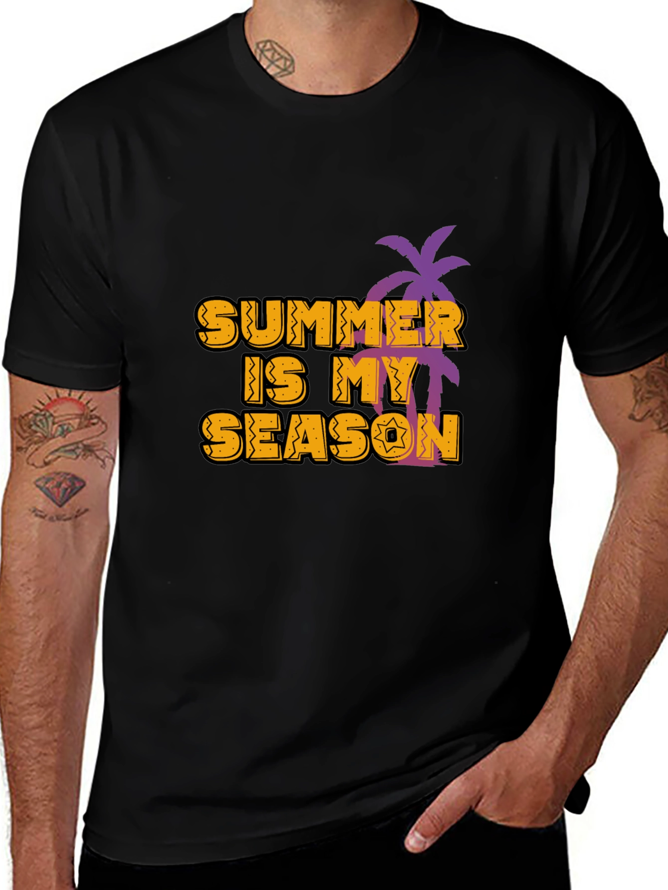 Variant 24 of Summer Is My Season Graphic Tee - Black Cotton Shirt
